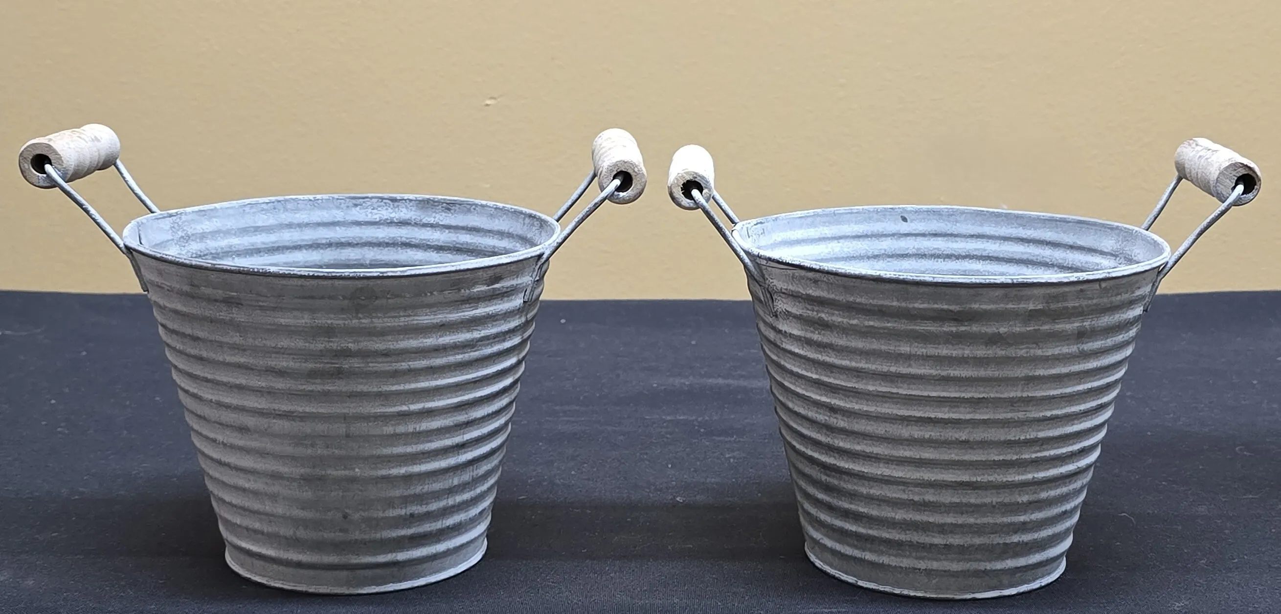 Galvanized Buckets with handles set