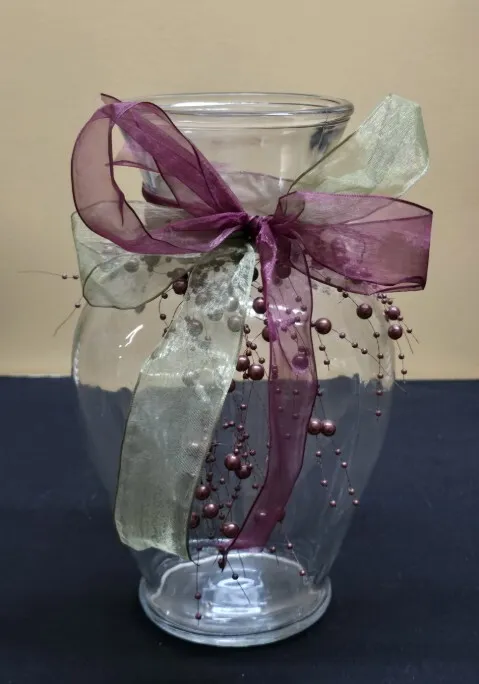Glass Vase with Bow 11 in
