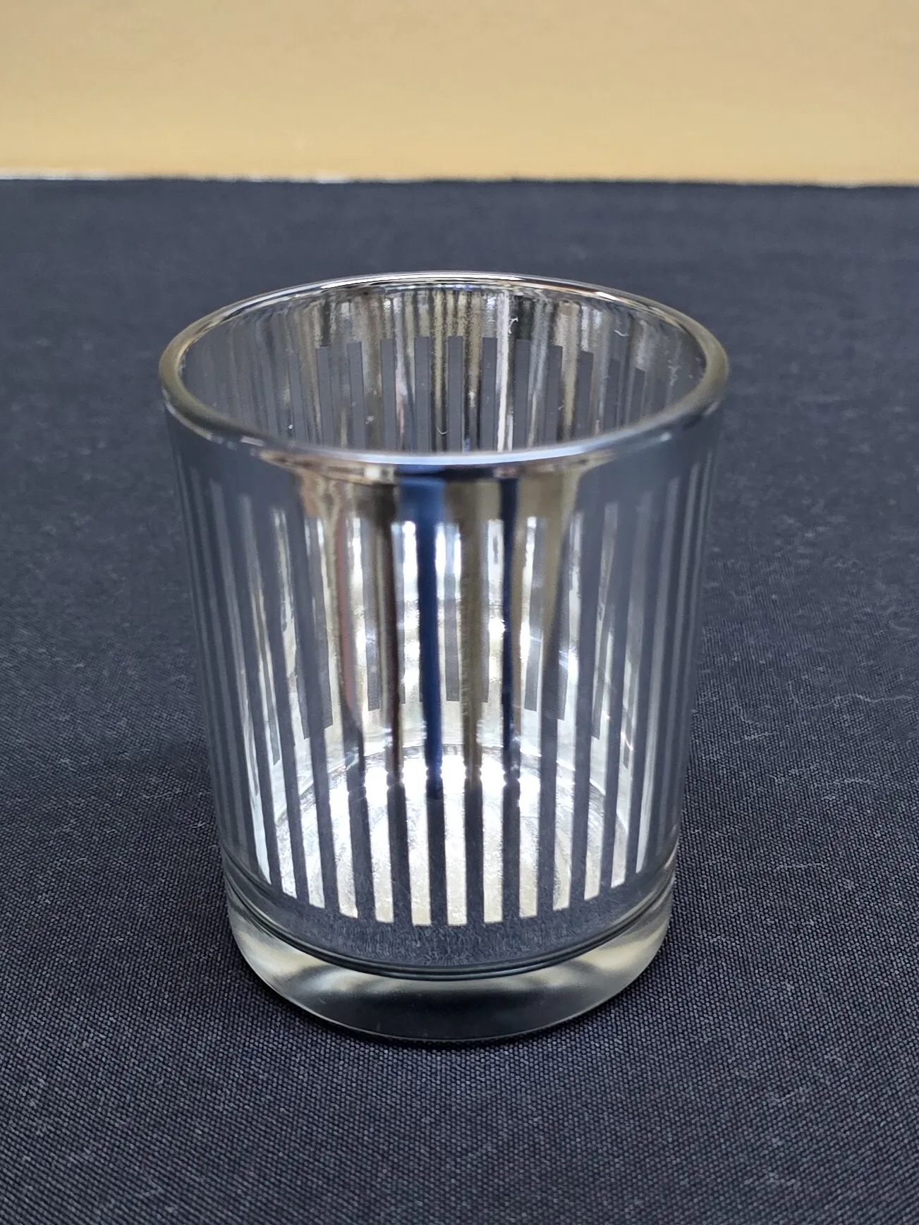 Silver Striped Votive 3 inch