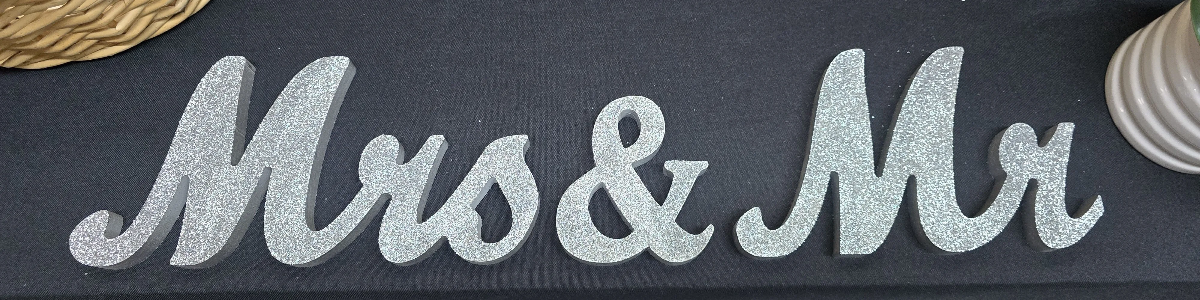 Mr & Mrs White Sign outline 24 x 6 inch