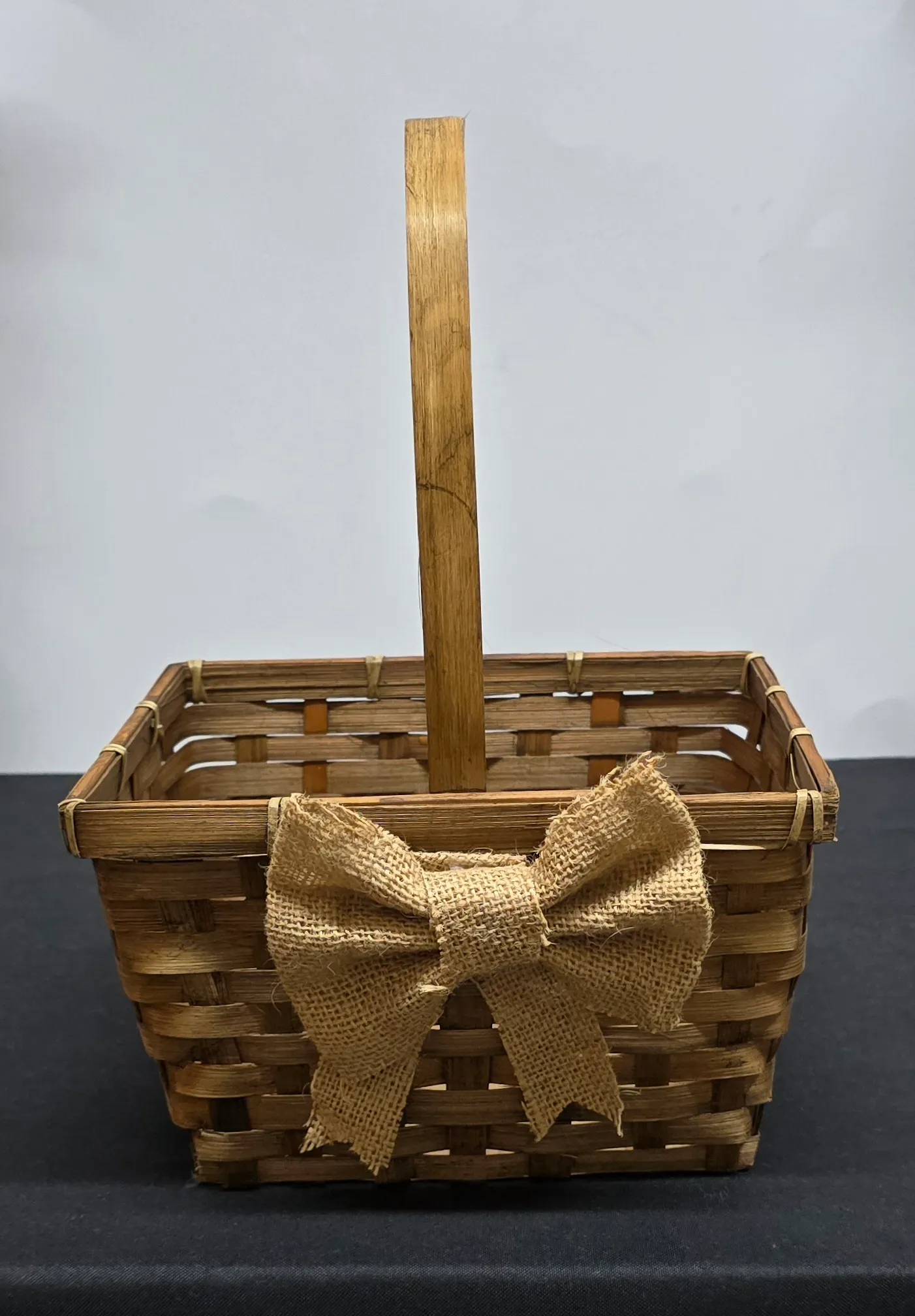 Flower Basket with Burlap Bow