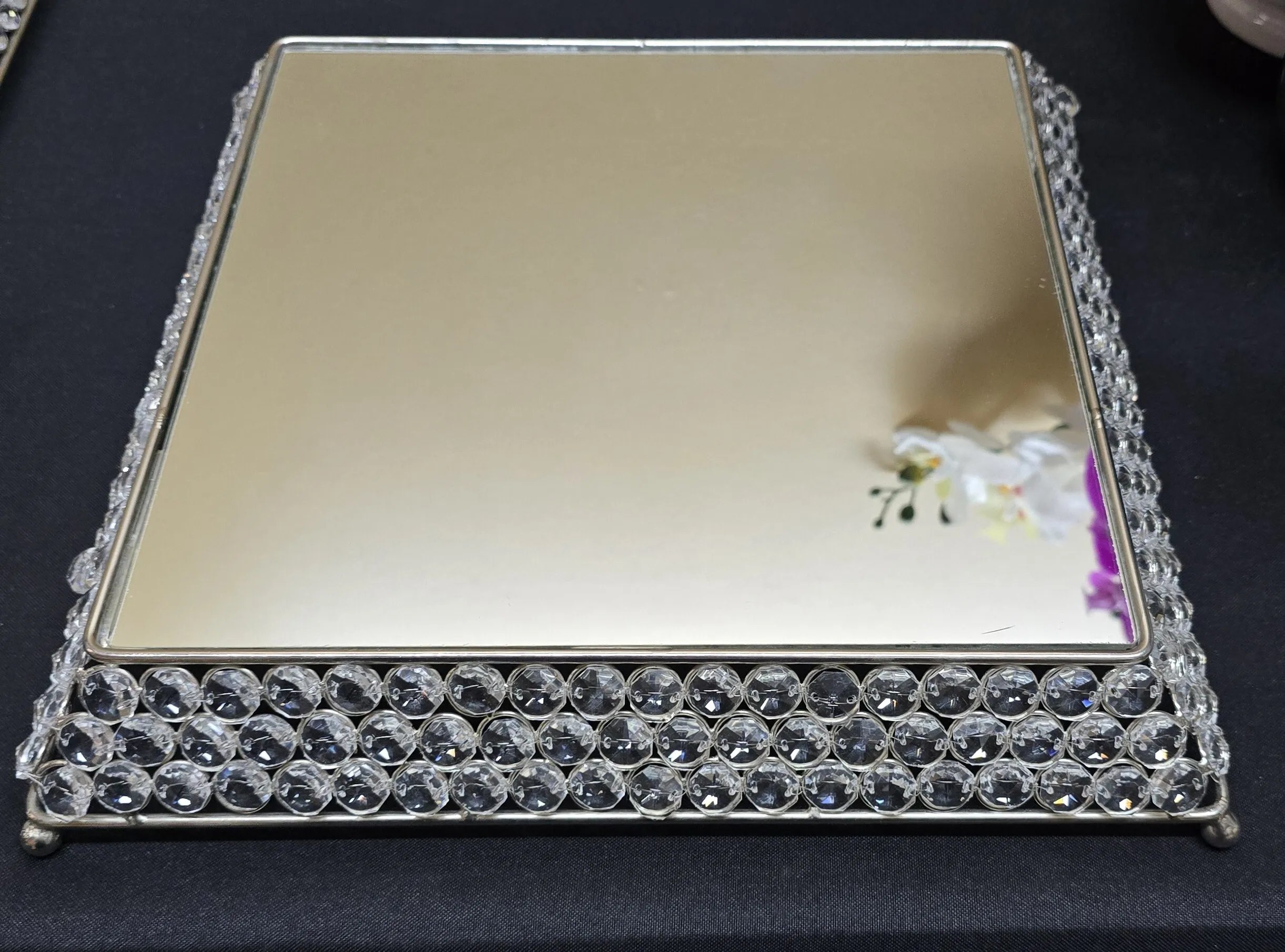 Mirror Stand with Jewels 13 inch square
