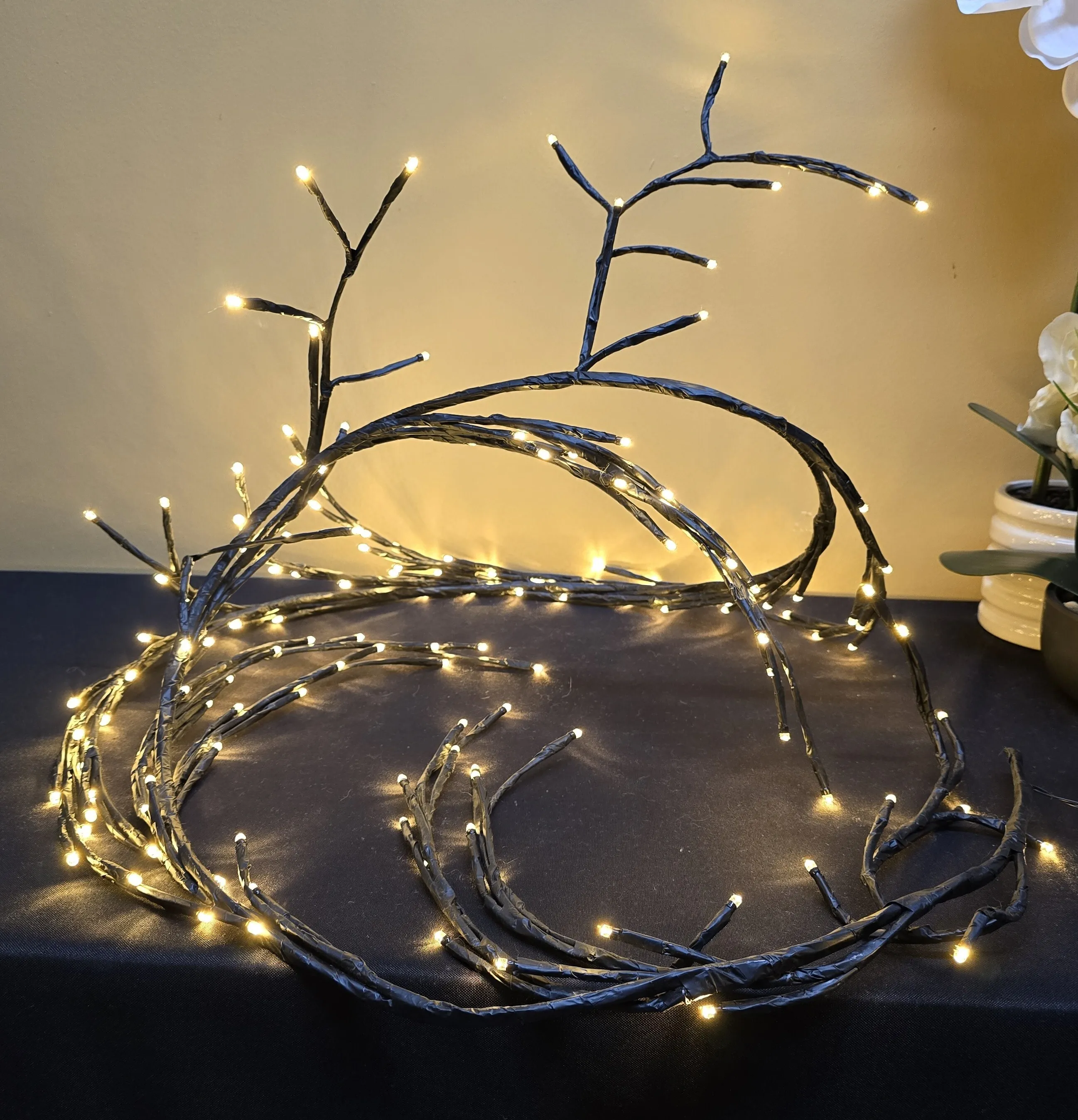 Black Adjustable Branch Lighted Garland 7 Ft