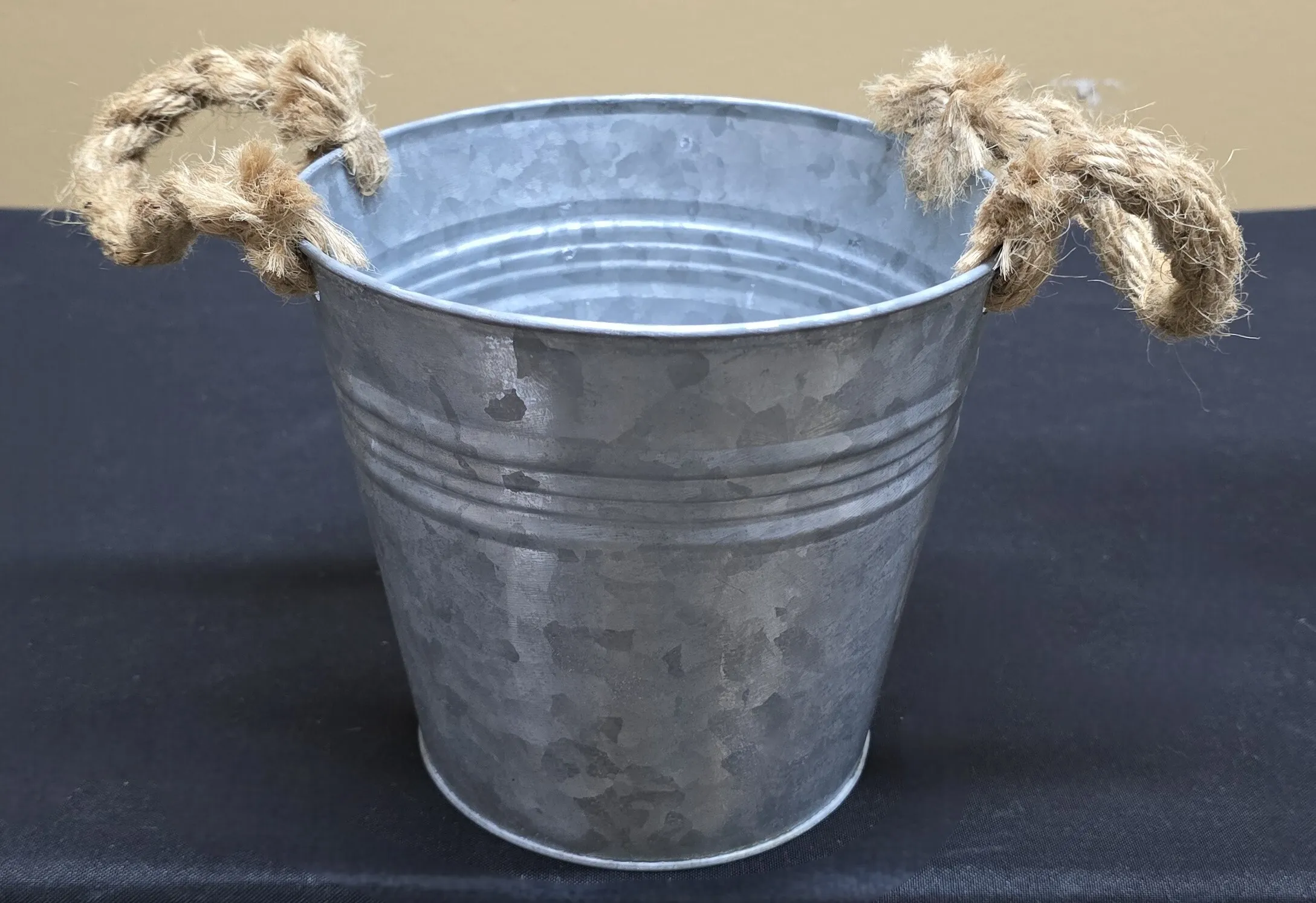 Galvanized Pail with rope handles