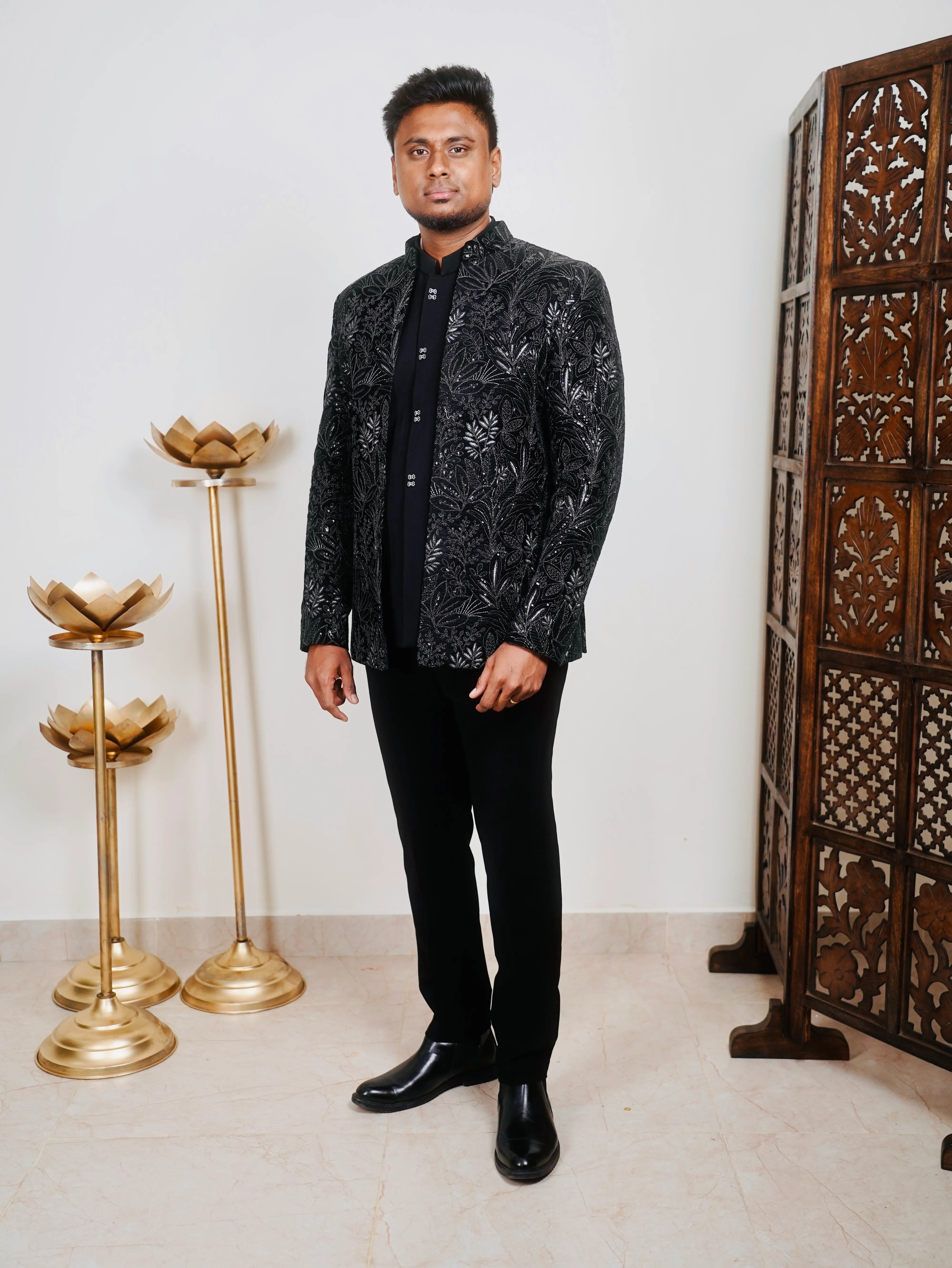 Black Double Layer Jodhpuri
