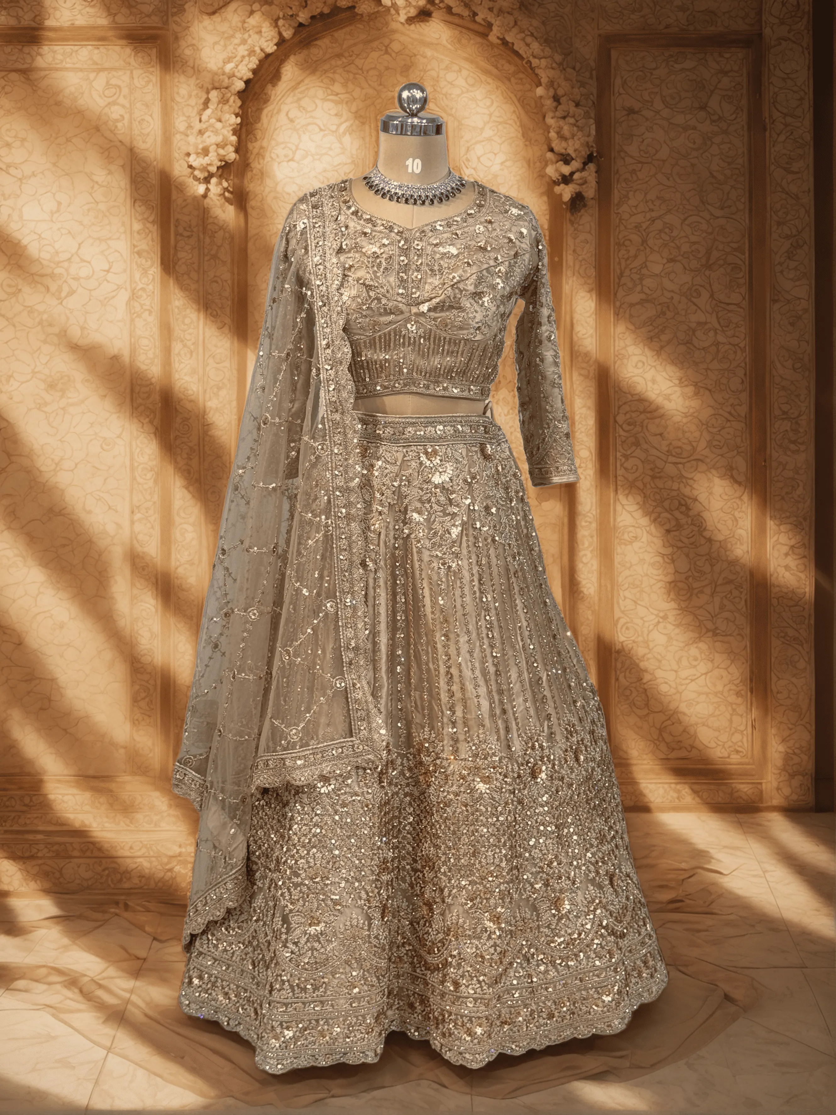 Gold Pearl Full Work Bridal Lehenga - GRW , L0085