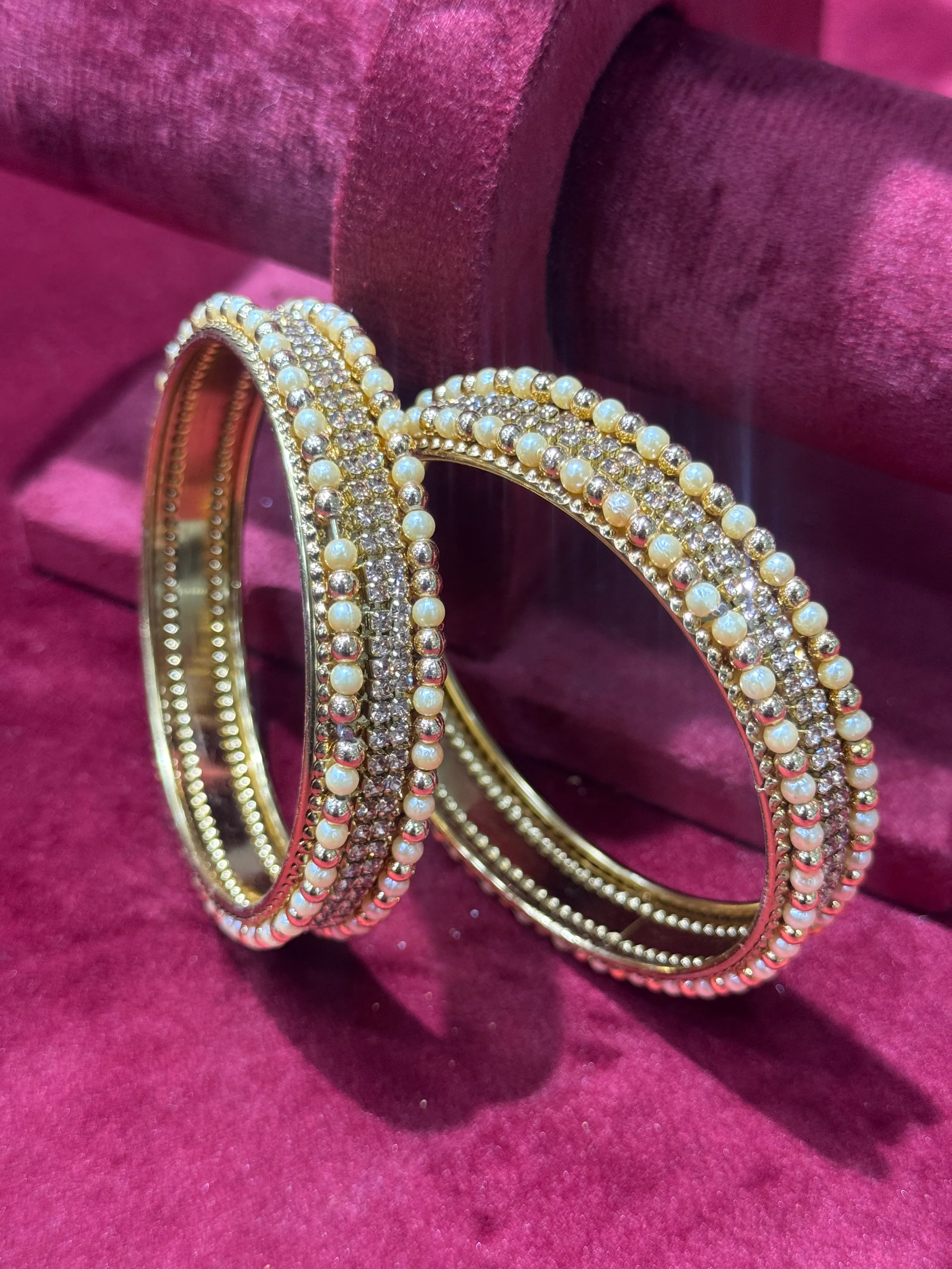 White and Gold Sequence Bangle - 2.8 - D0053