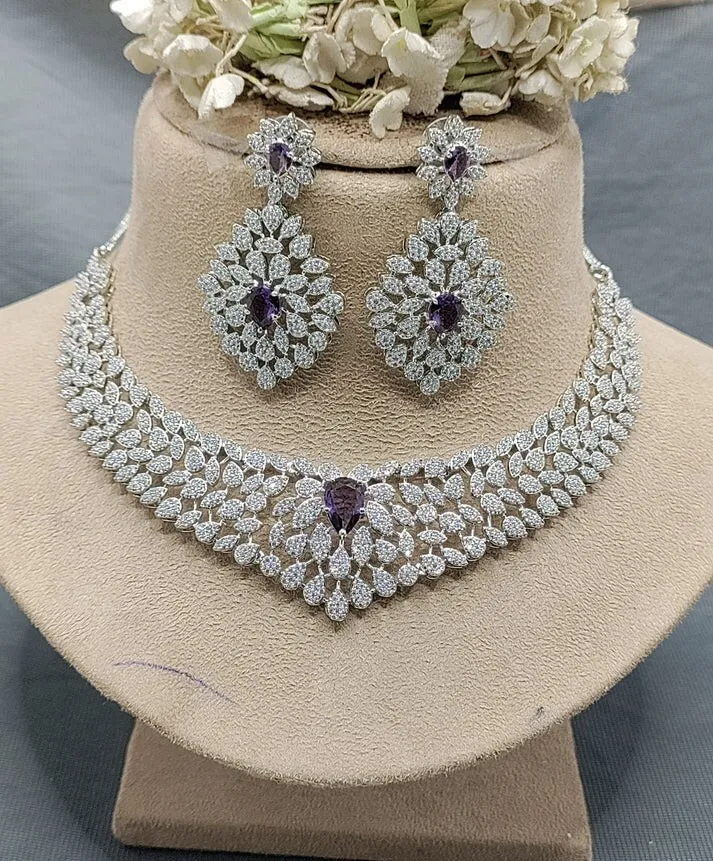 Purple Rodium Necklace Set - D0004