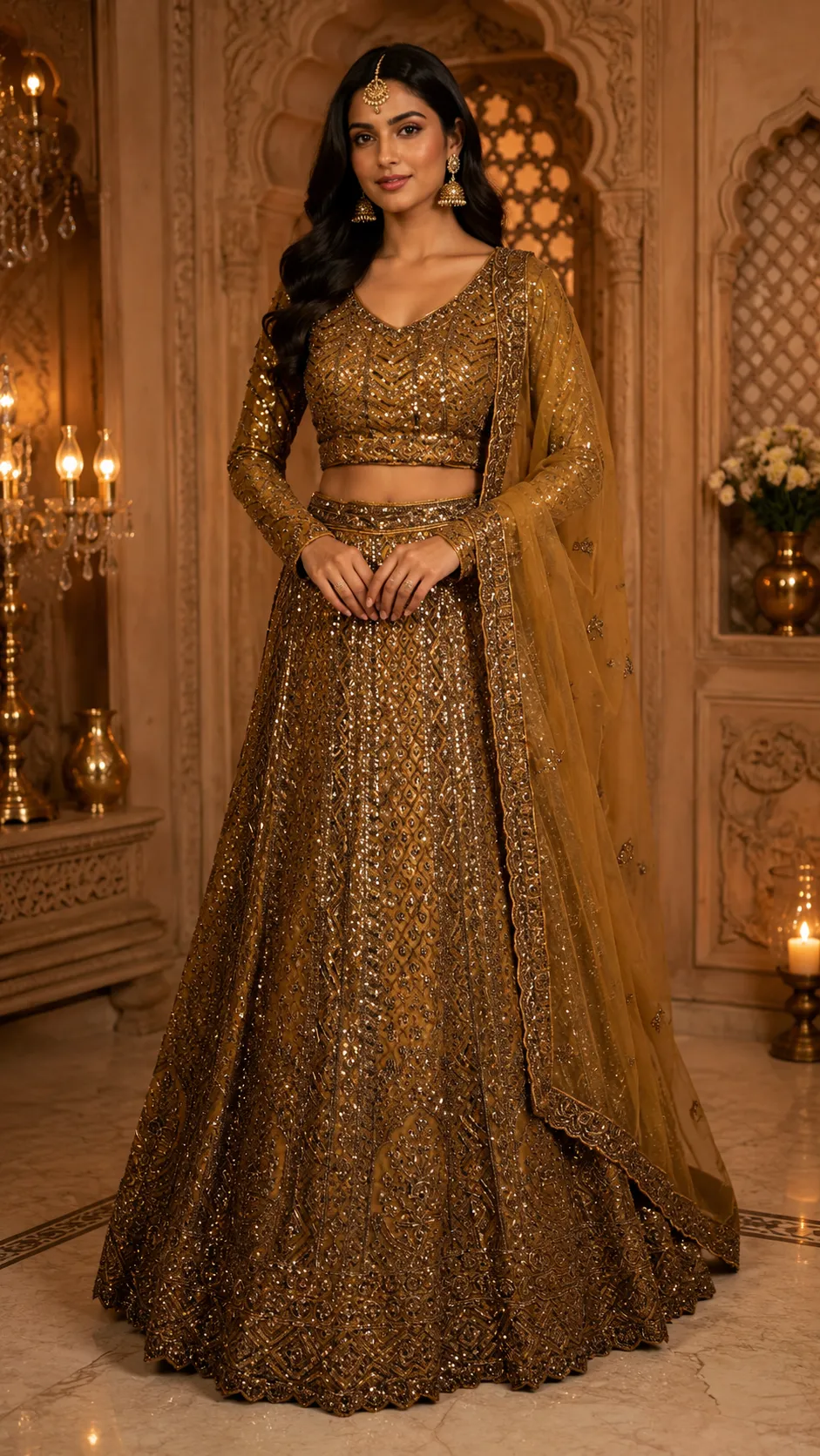 Mustarad Golden Bridal Lehenga GRW , L0115