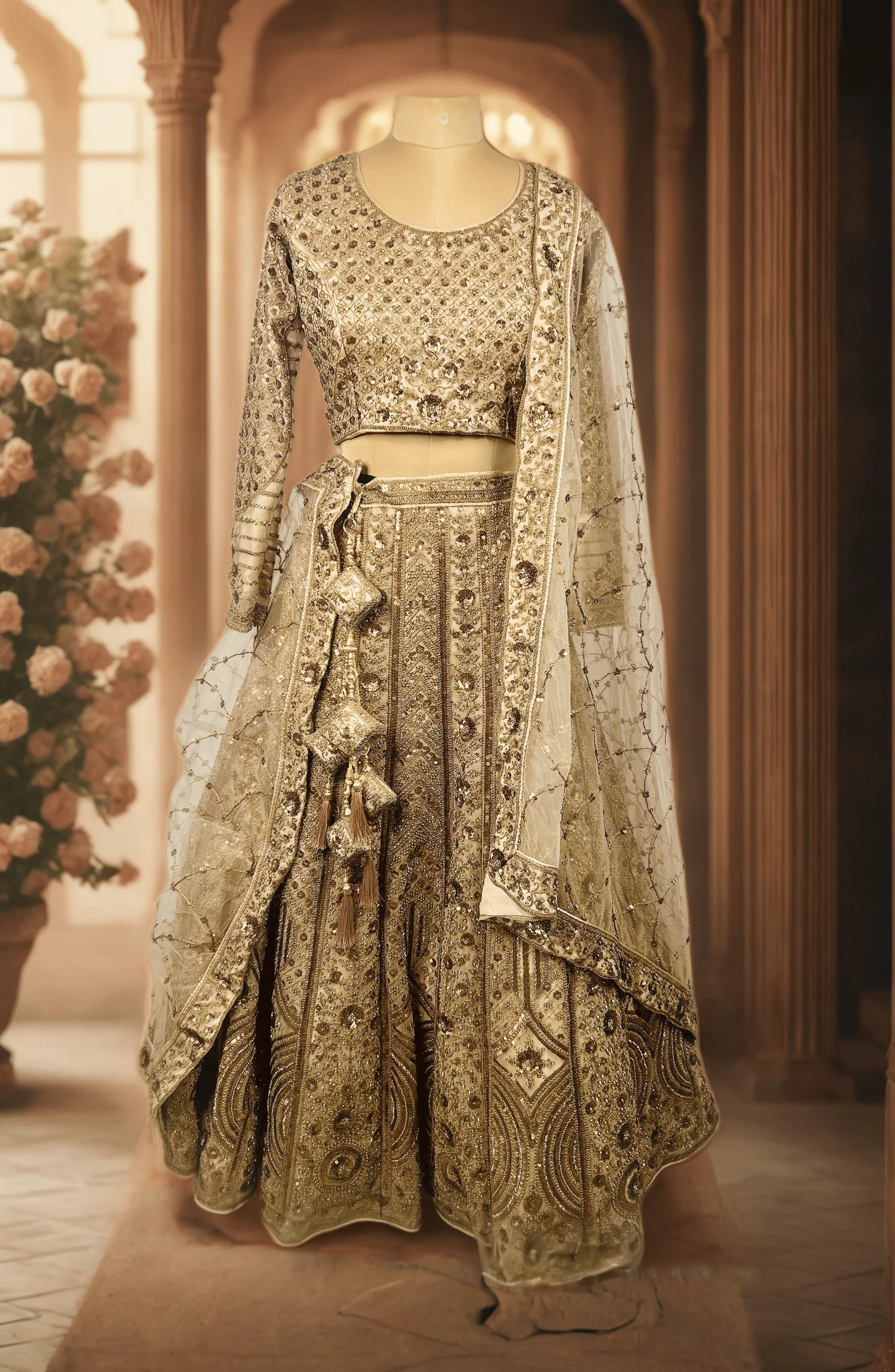 Glam Gold Bridal Lehenga -  L6051 , L5022 , GRW
