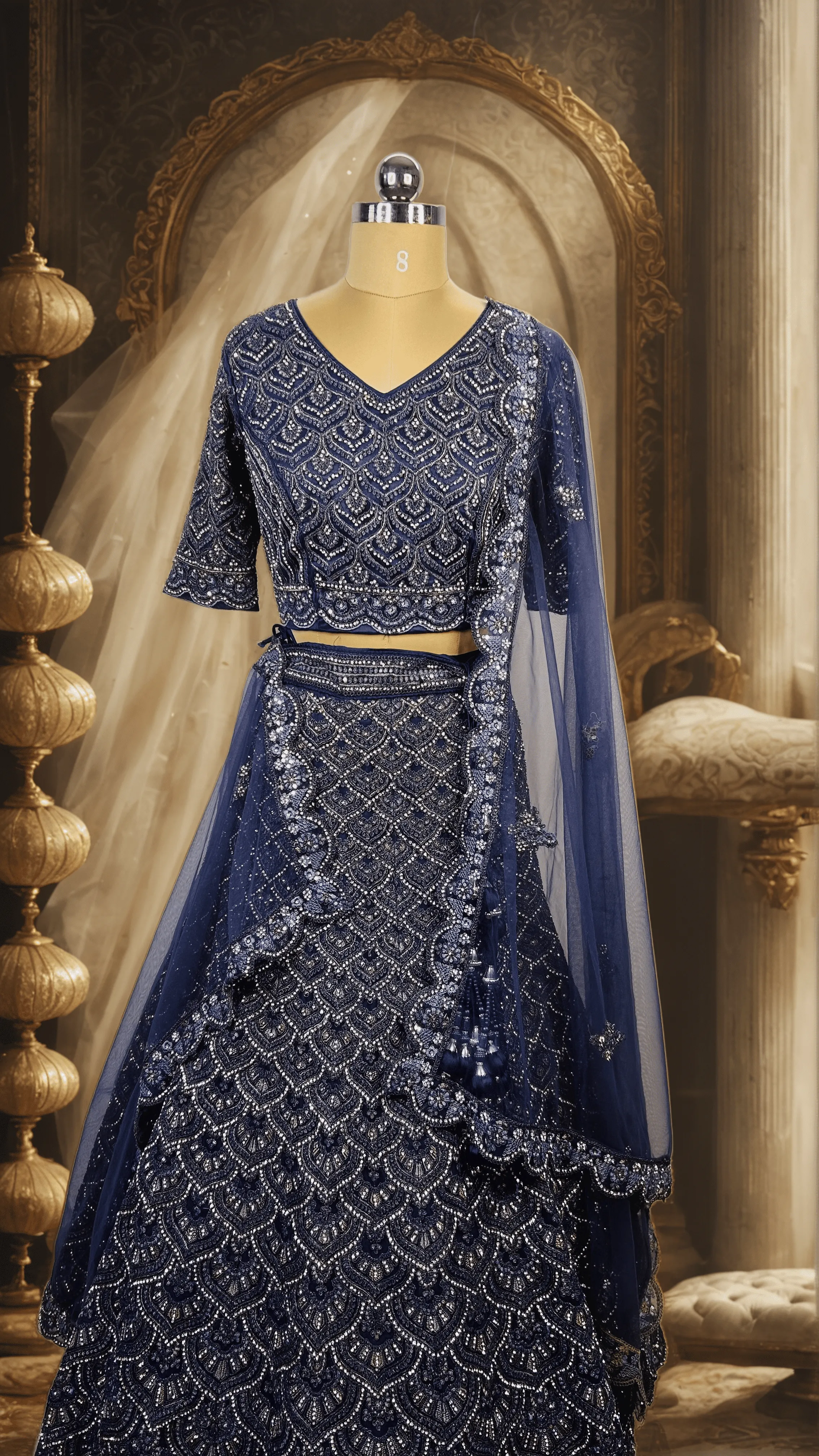 Rithika Purple Feather Designer Bridal Lehenga - GRW - L5019,L6044,L5019