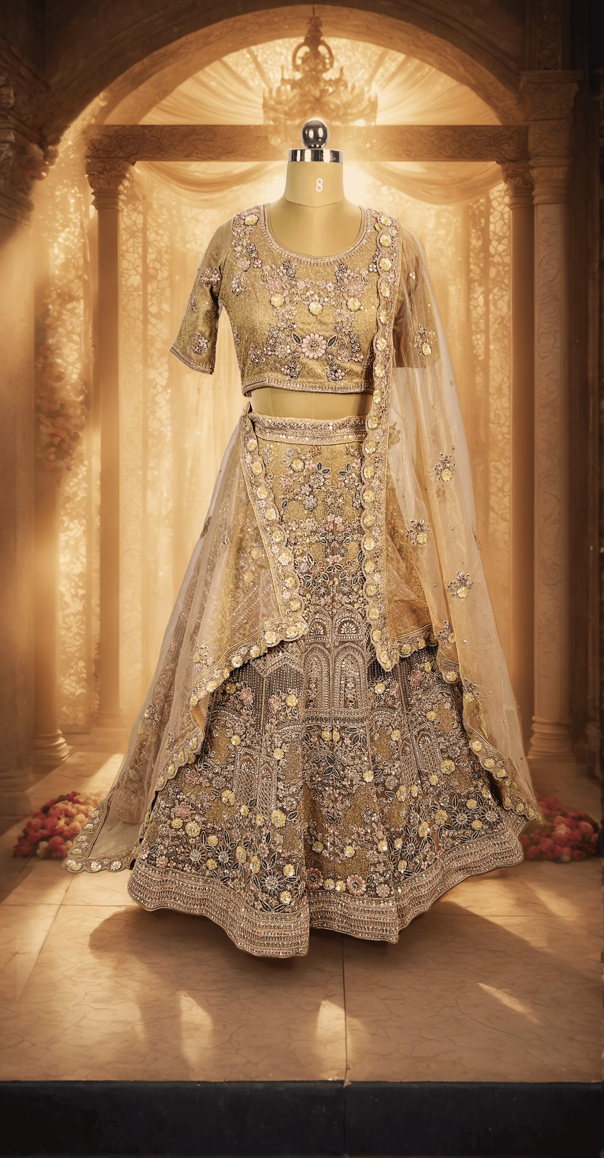 Yellowish Gold Bridal Lehenga - L0055 , GRW