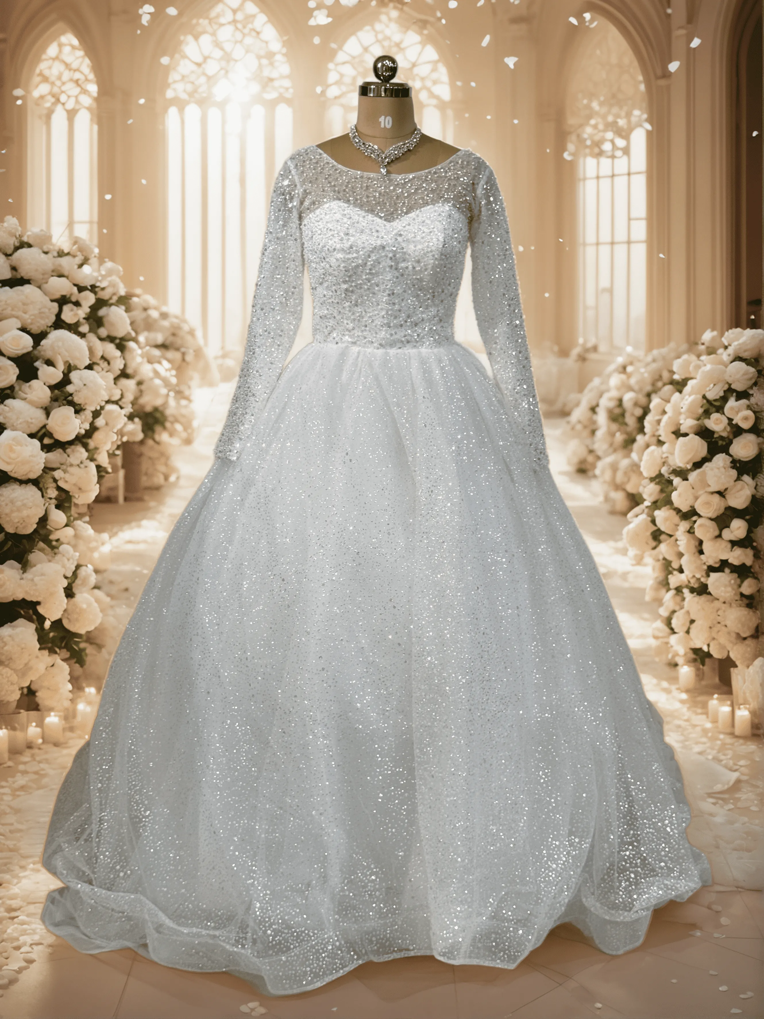 White Full Stone Work Bridal Gown - G29 - G6007