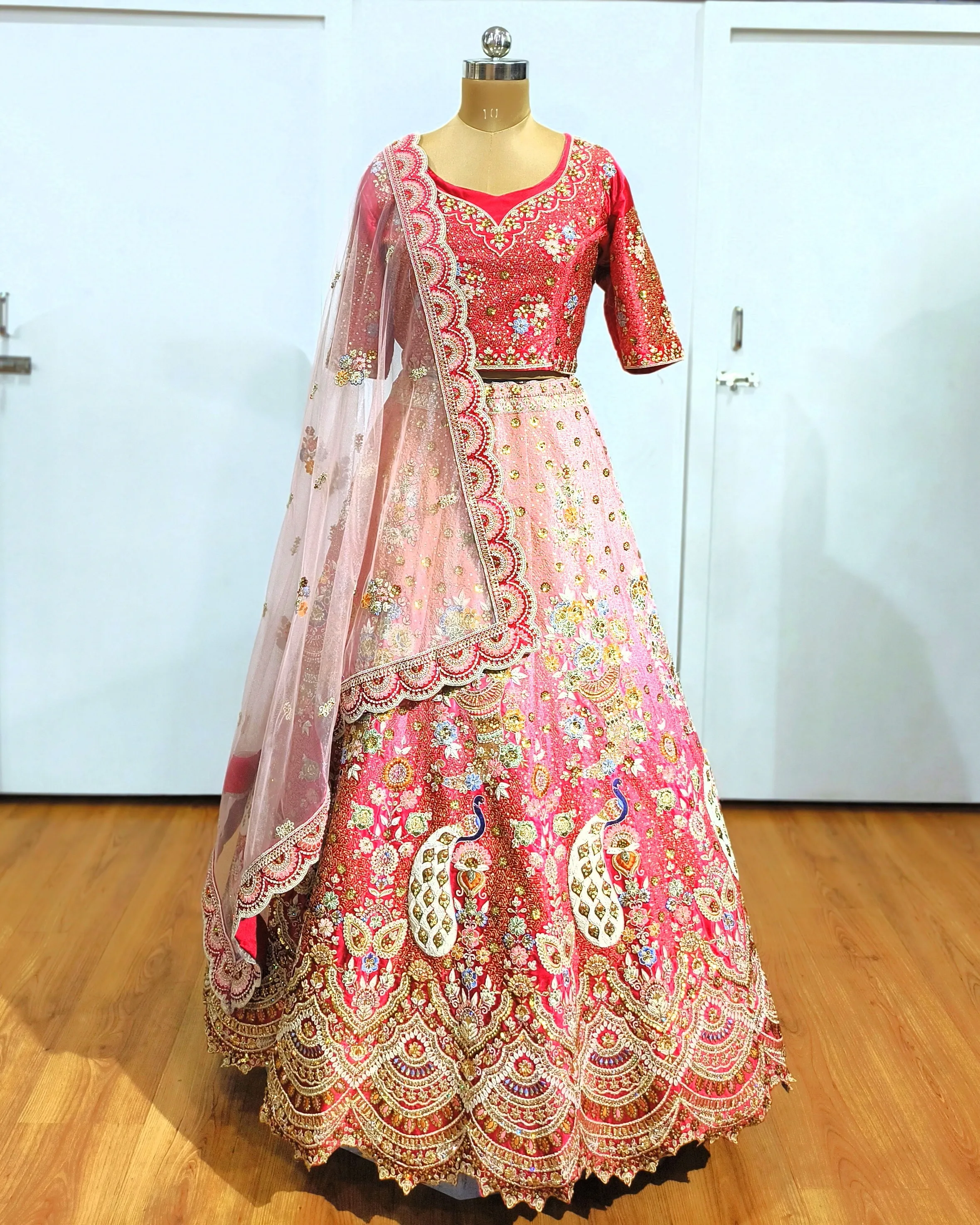 Pink with Peacock Bridal Lehenga - GRW , BSL