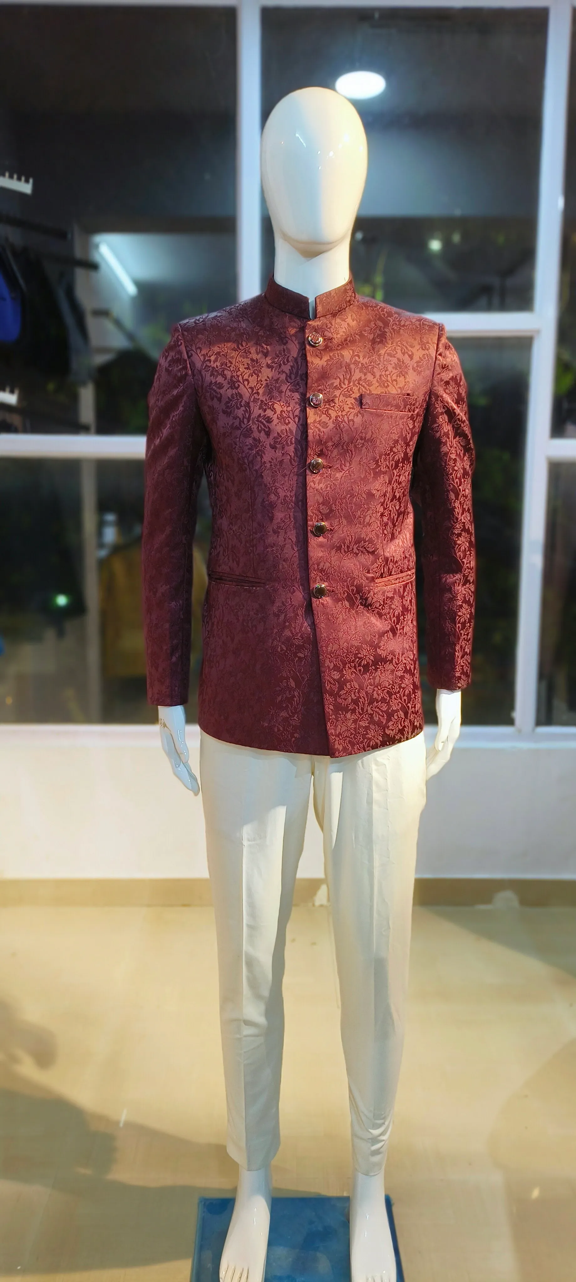  Maroon floral printed Jodhpuri