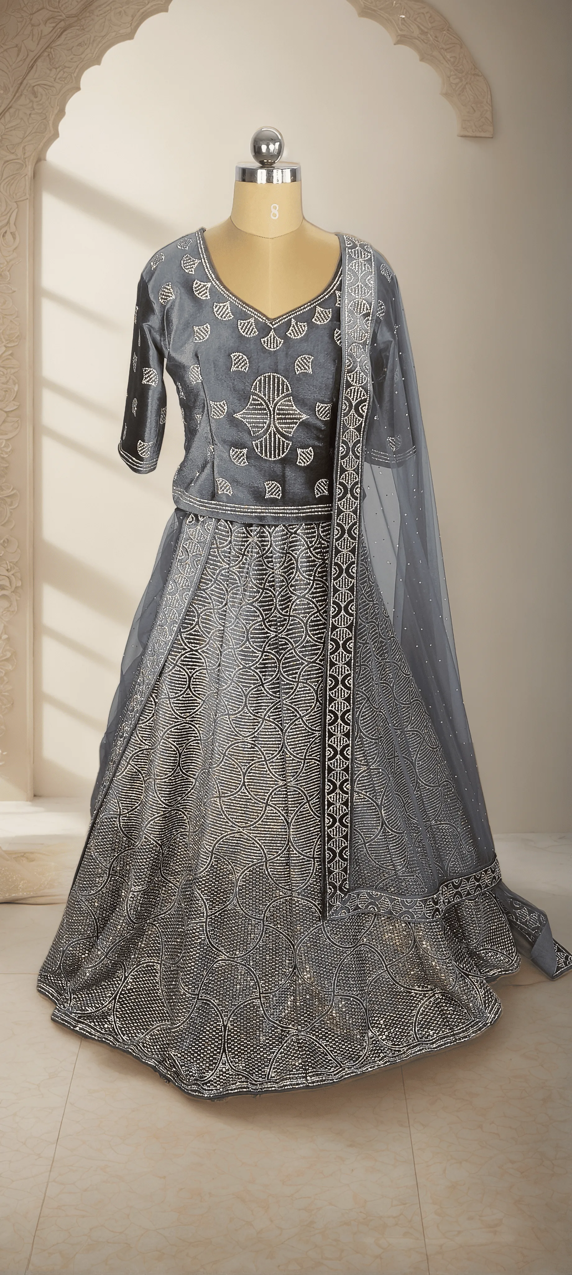 Rain And Shine Grey lehenga - L0020 , GRW