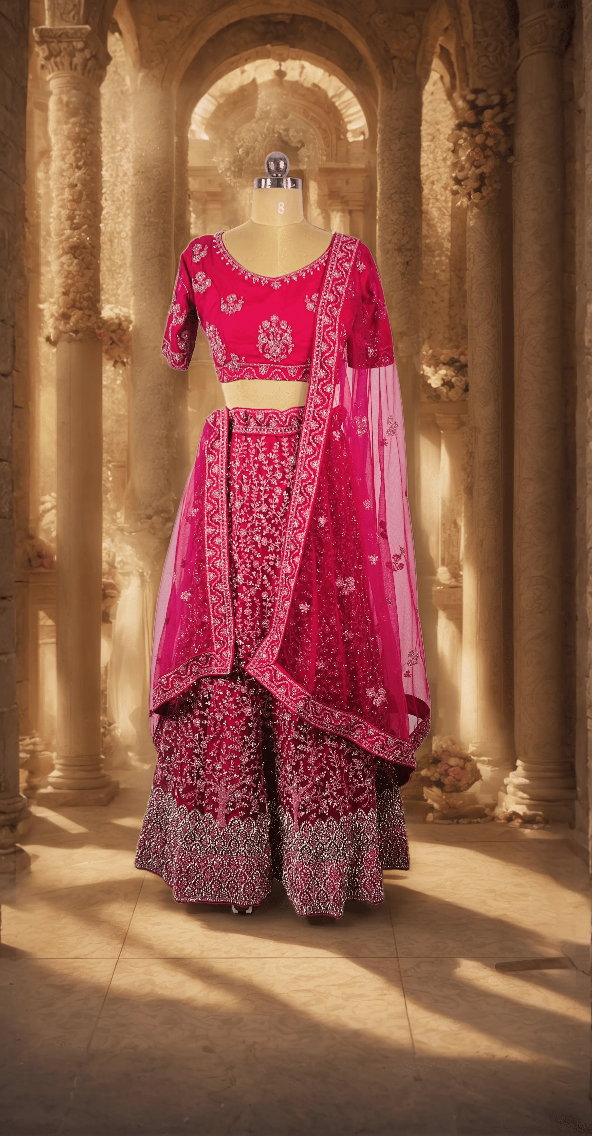 Pink Diamond Work Bridal Lehenga - L5004 , BUL