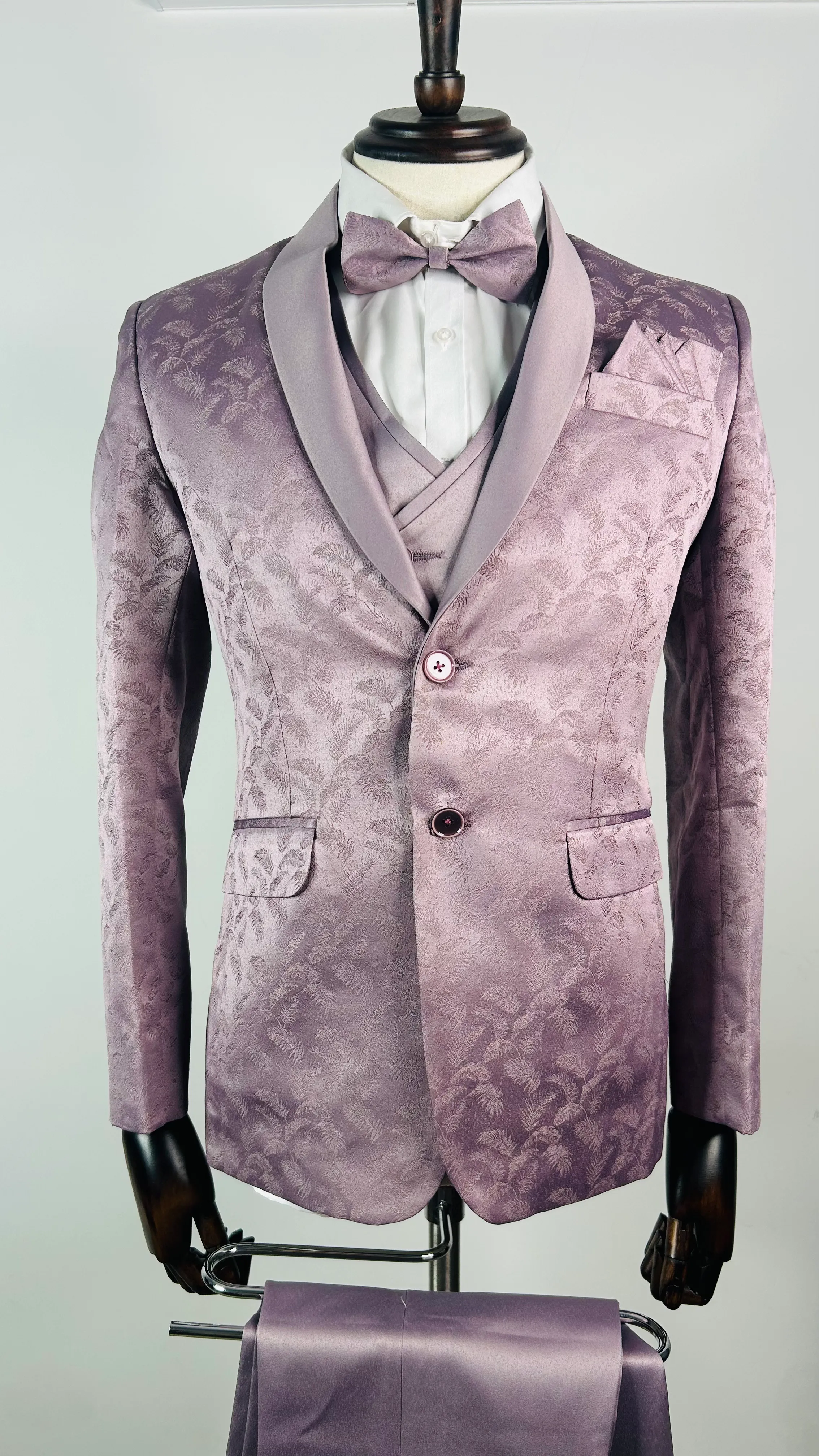 Peach Floral Printed Tuxedo - WES