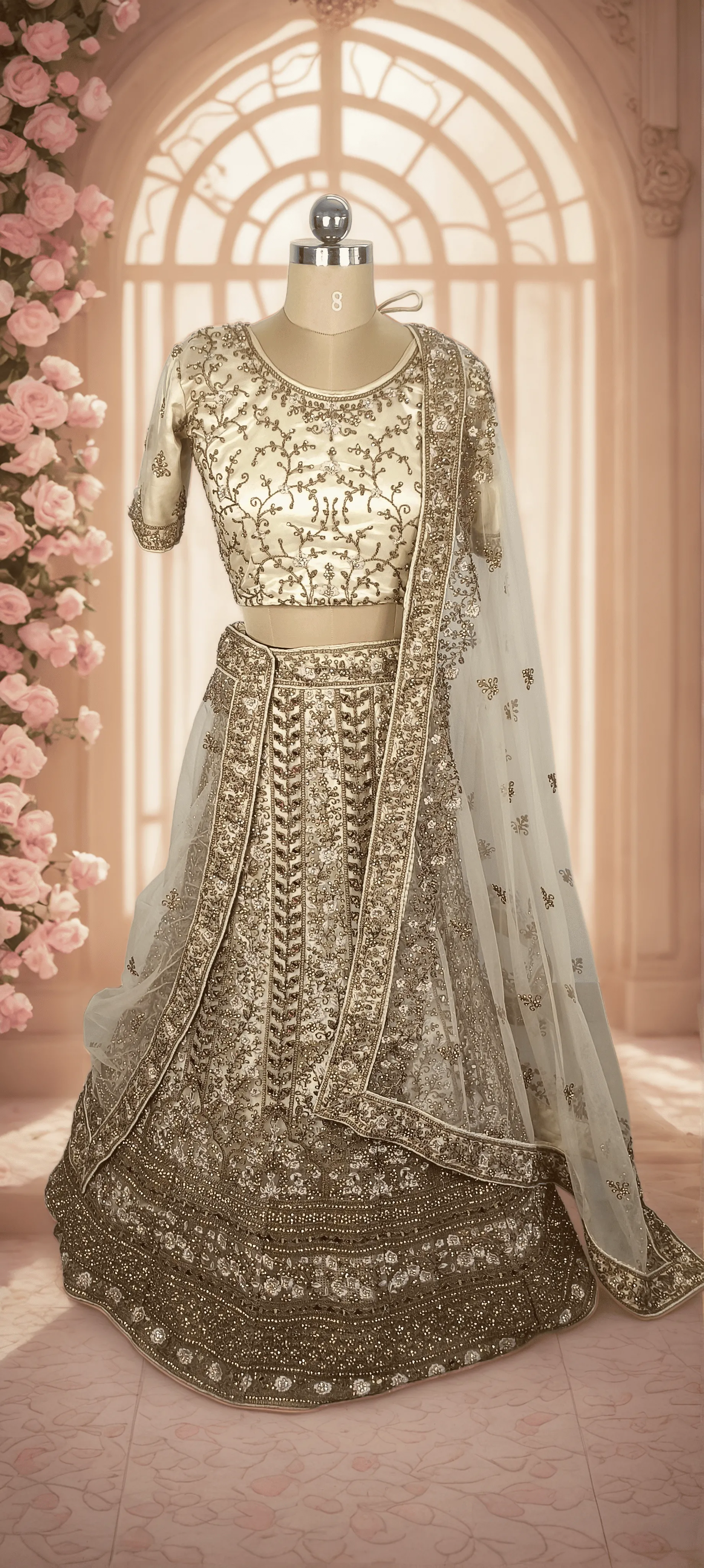 Golden Leaf Work Bridal Lehenga - GRW - L0039