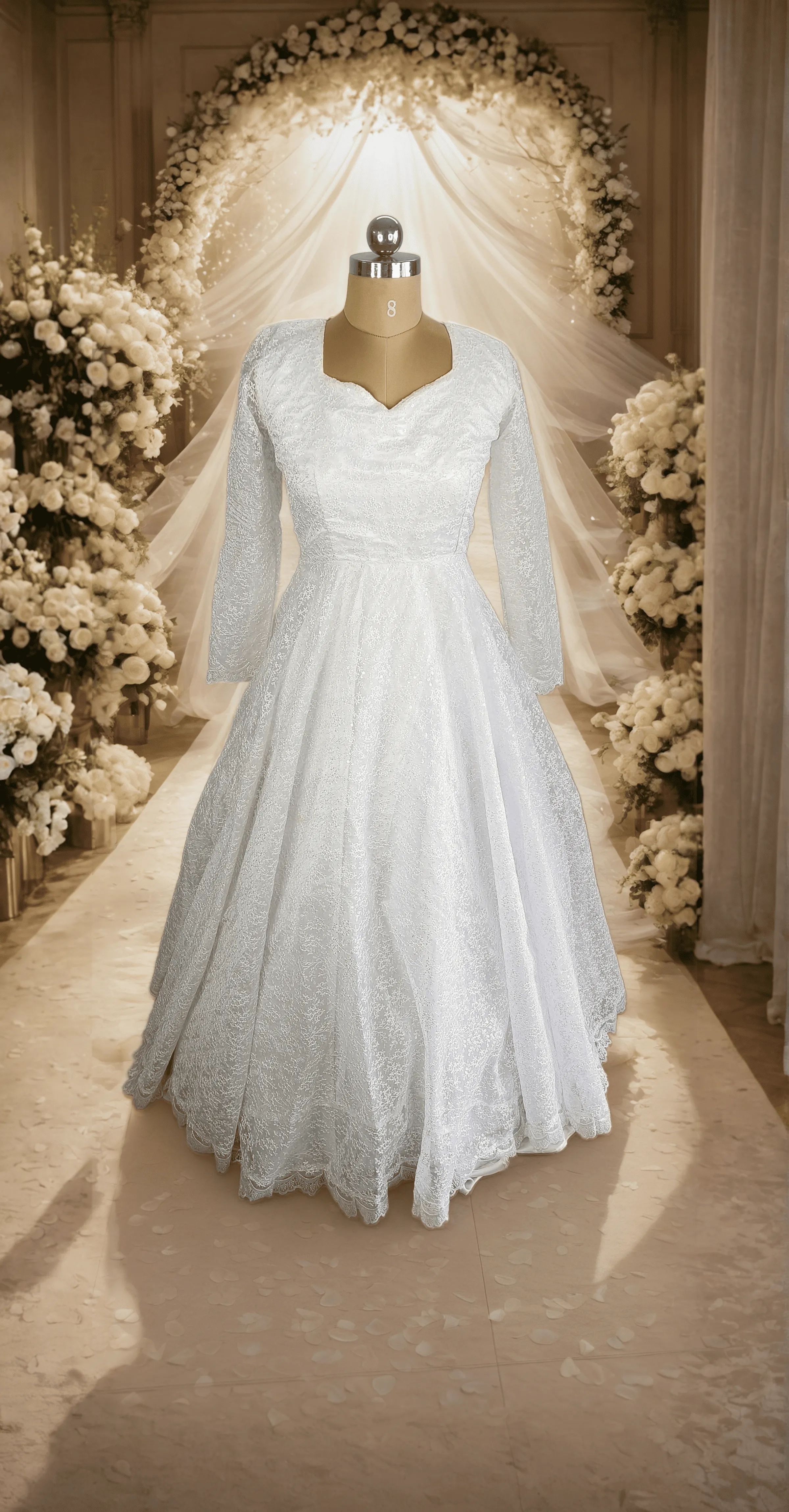 White full Sequines Gown