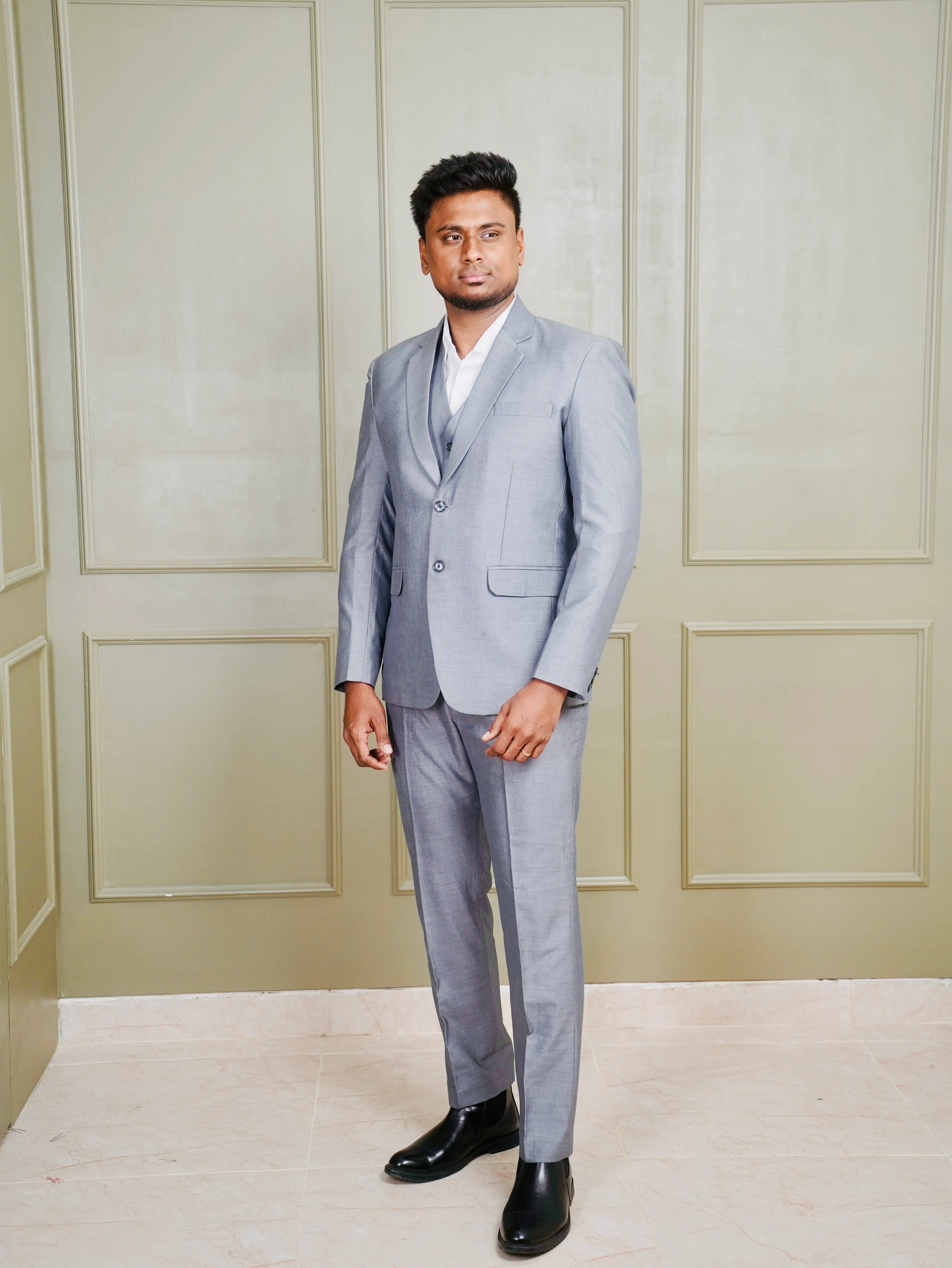 Dark grey suit