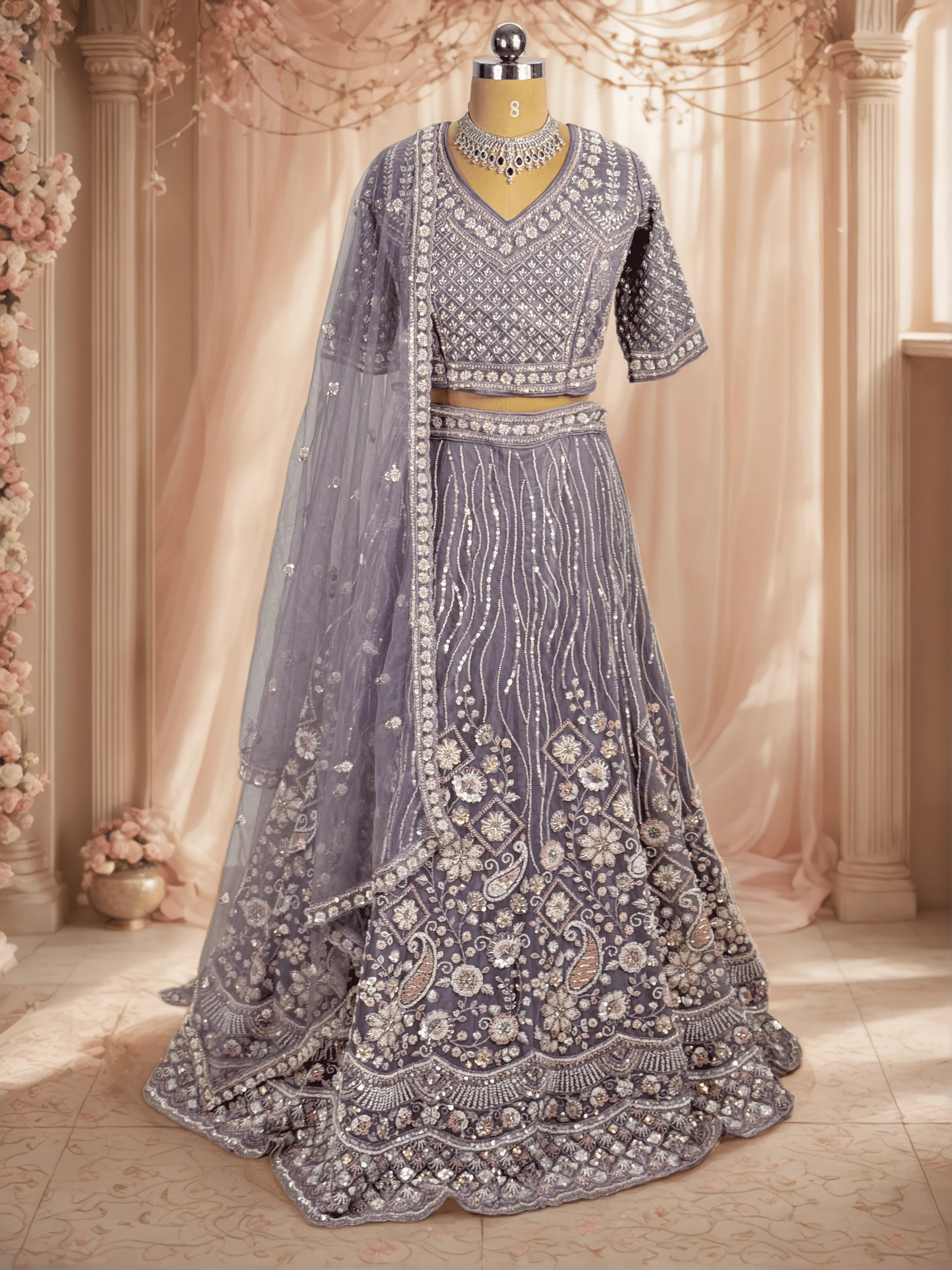 Mauve Bridal Lehenga - GRW , L0089