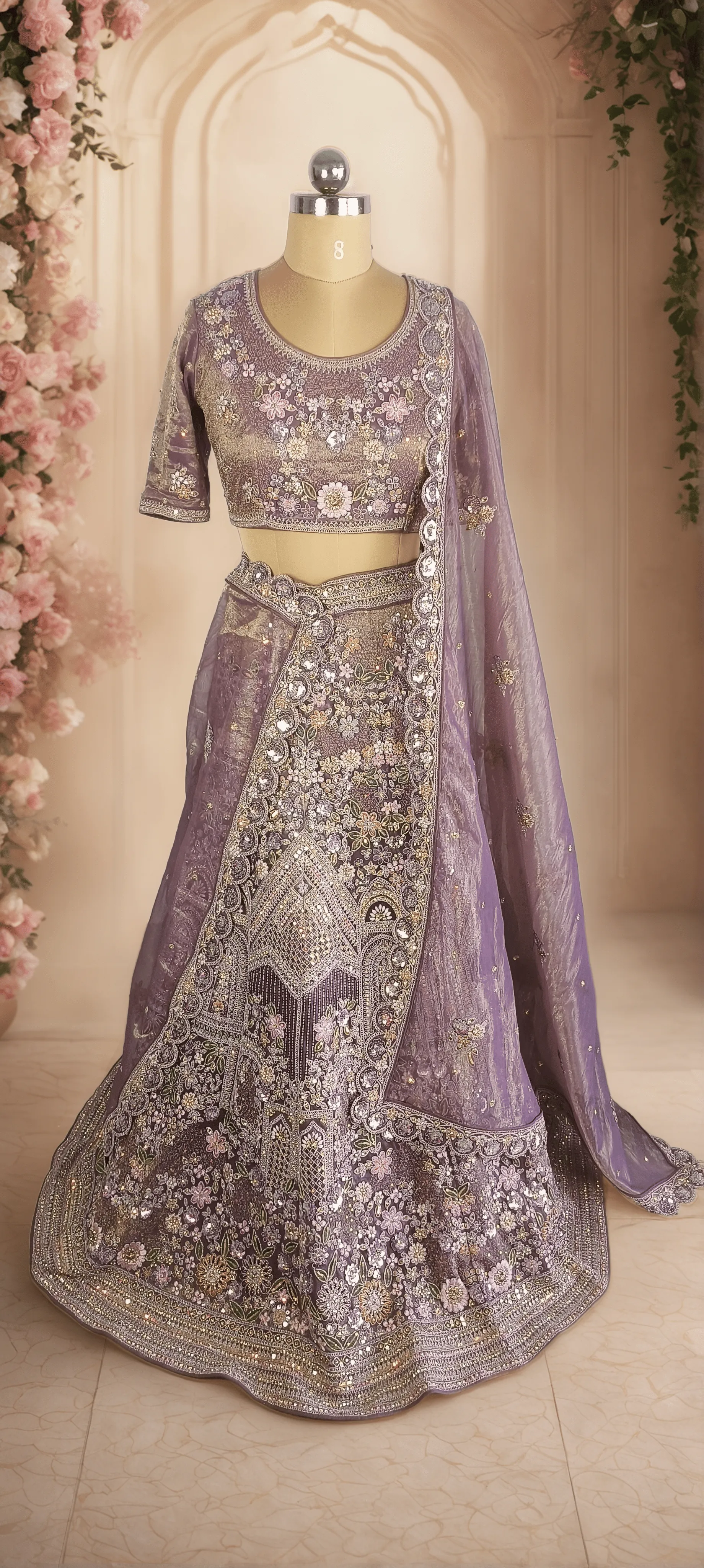 Lavender Floral Lehenga - L0043 , GRW