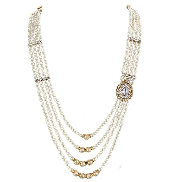 White Pearl with White Stone Mala