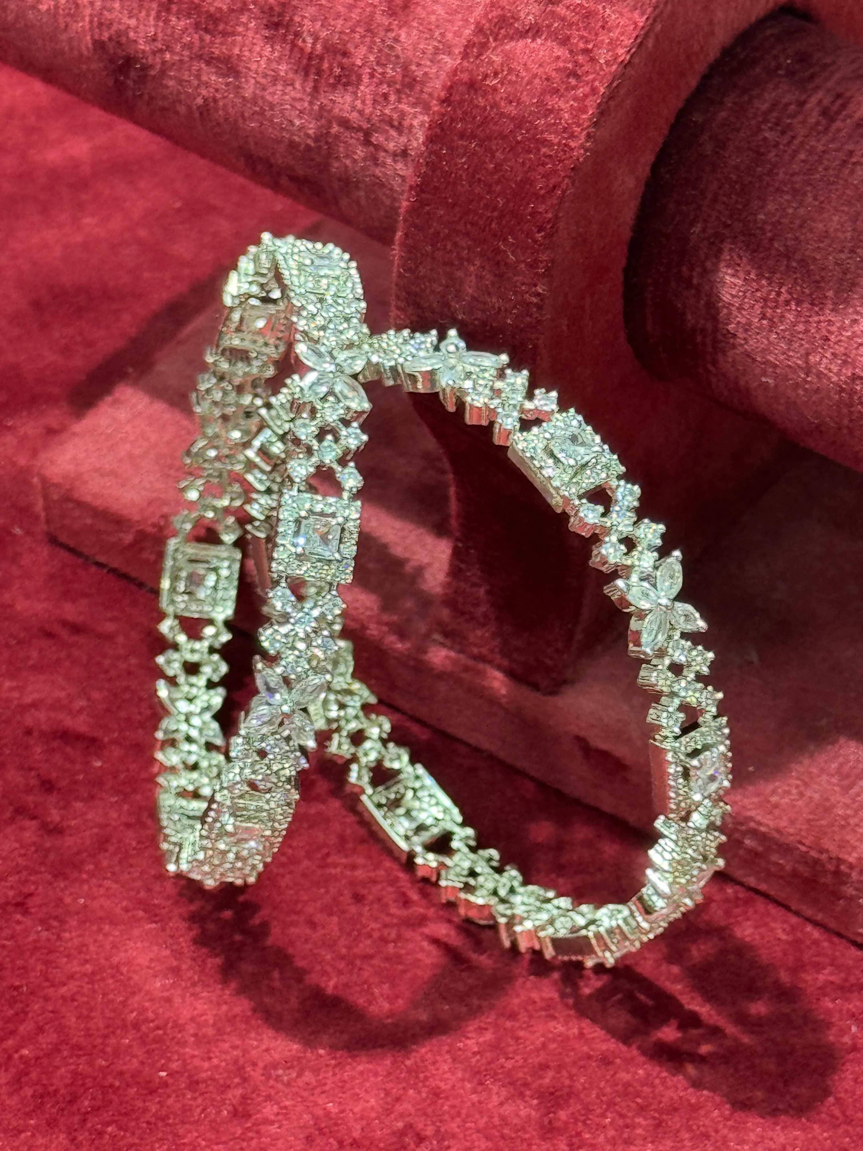 Silver White AD Bangles - 2.8 - D0025