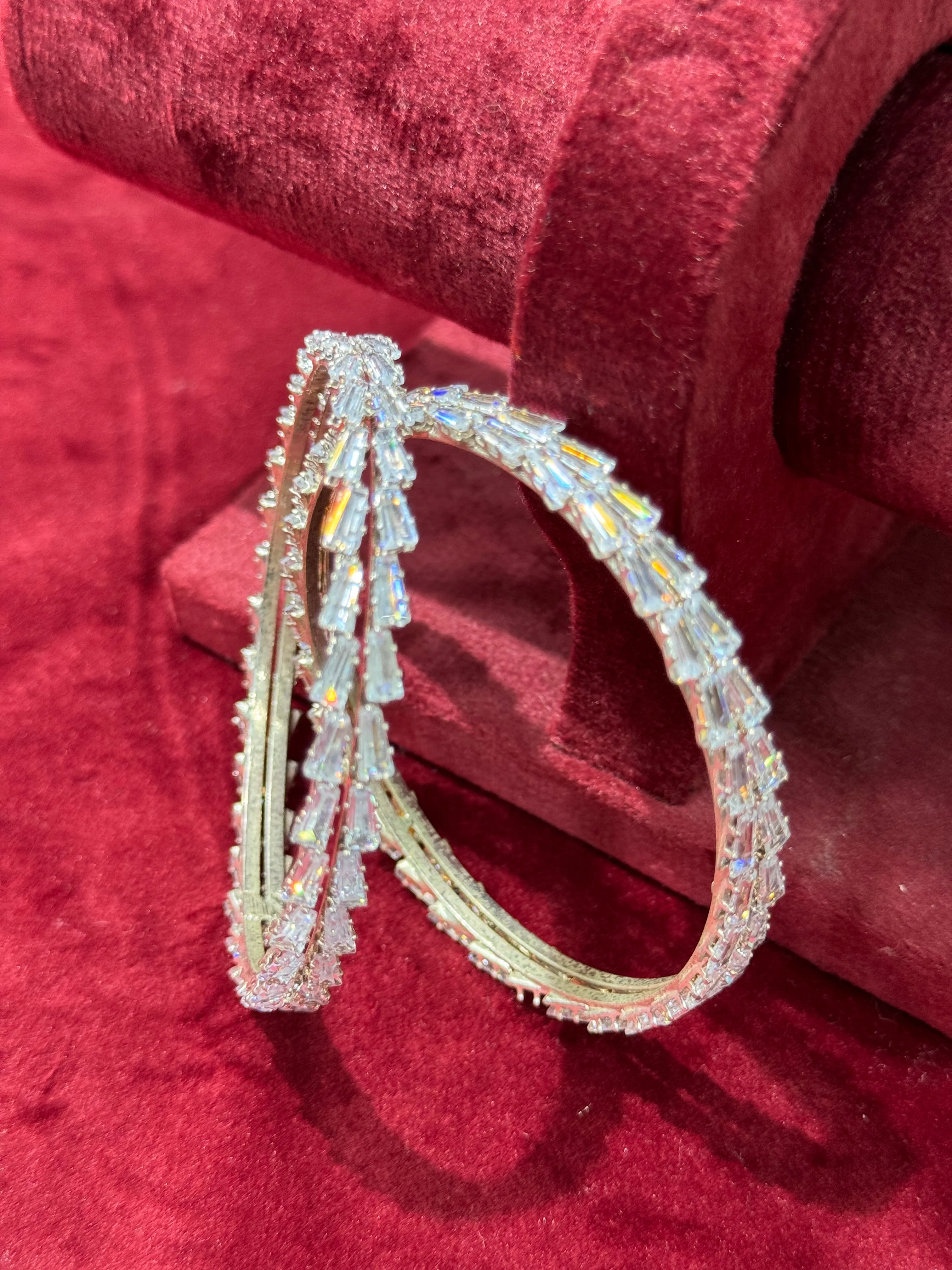 White Bold stone AD Bangles - 2.6 - D0021