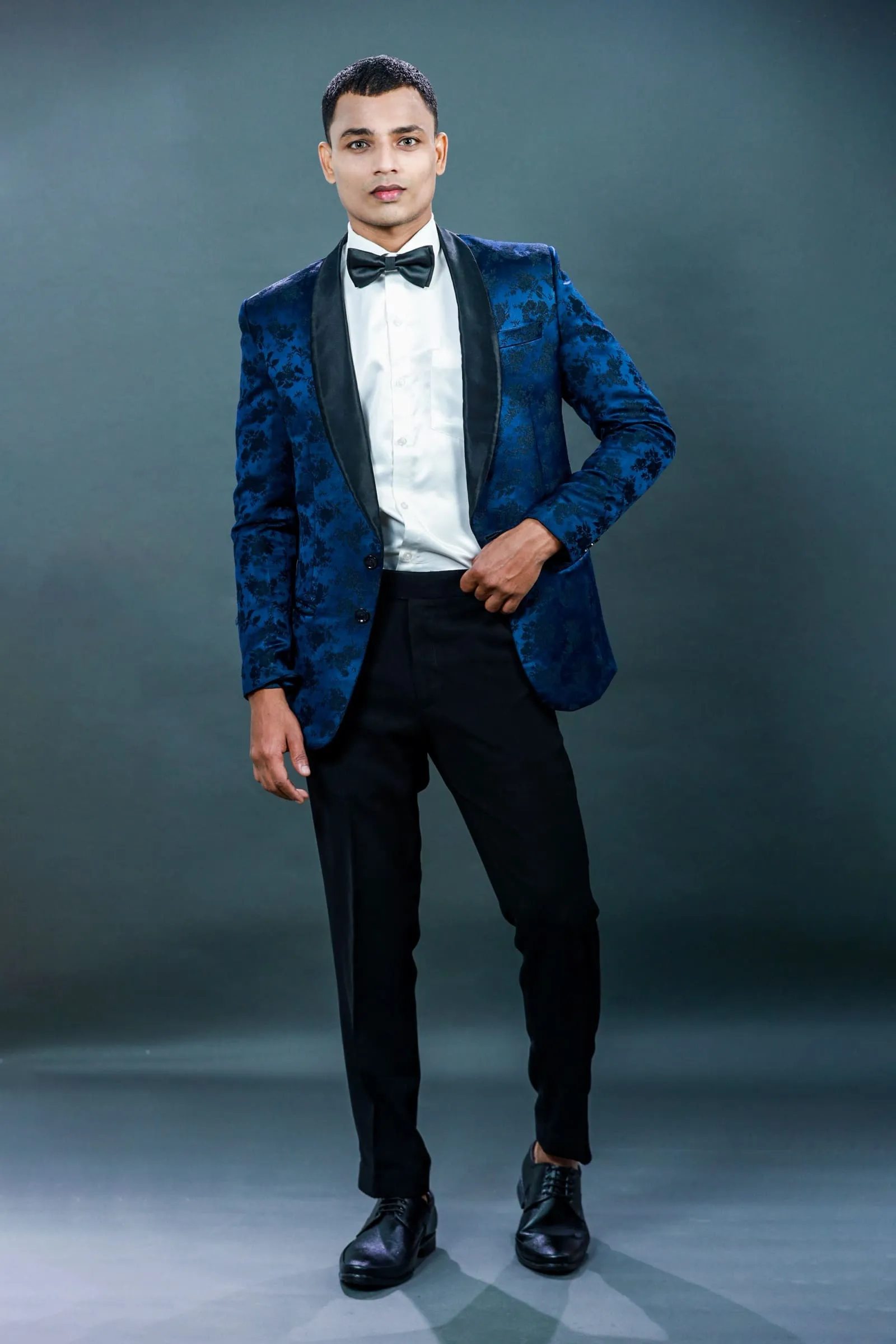 Bright Blue Floral Tuxedo