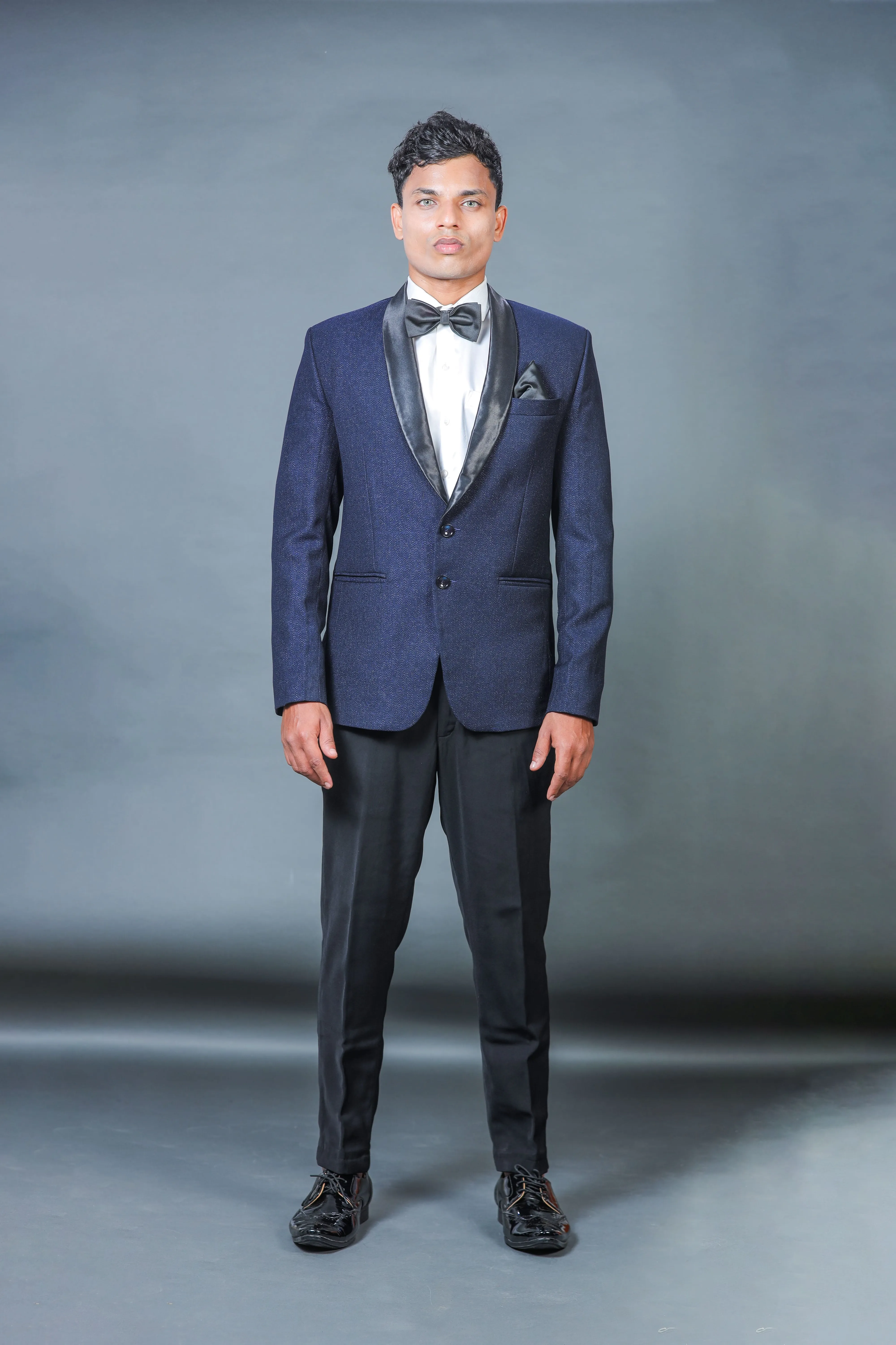 Blue Zigzag Printed Tuxedo