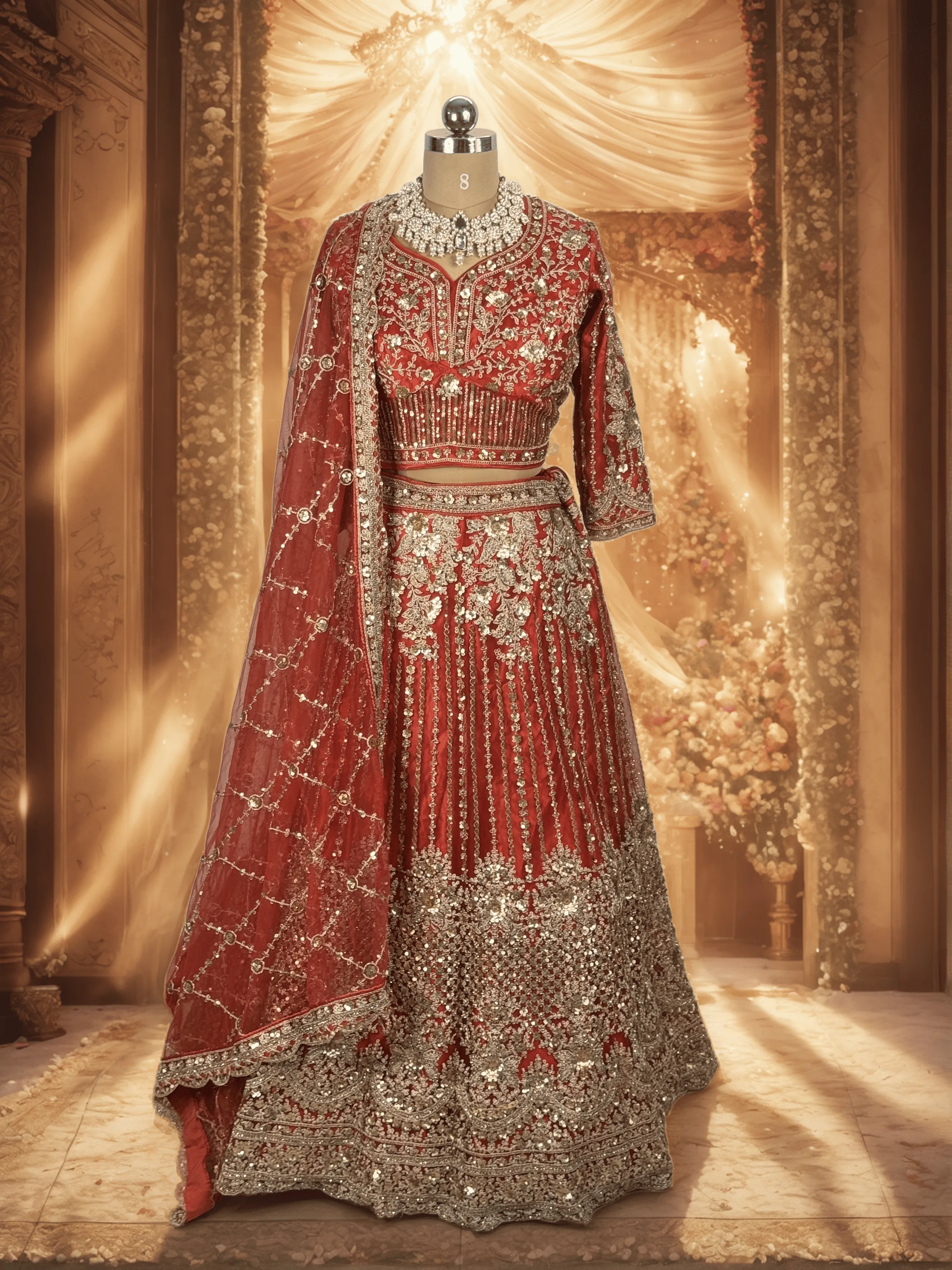 Tangerine Heavy Work Bridal Lehenga - GRW