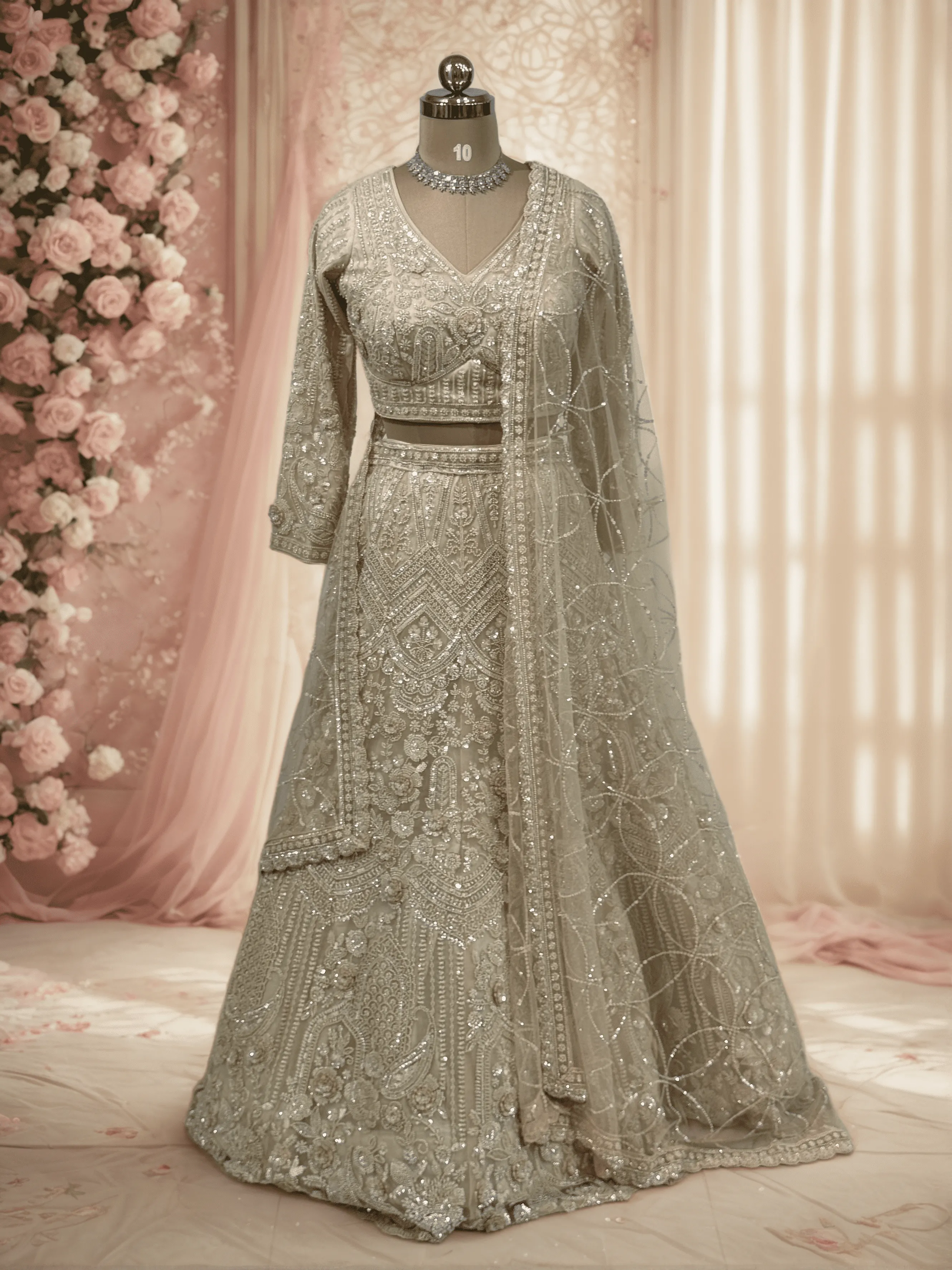 Cream Beige Bridal Lehenga ,GRW - L0097