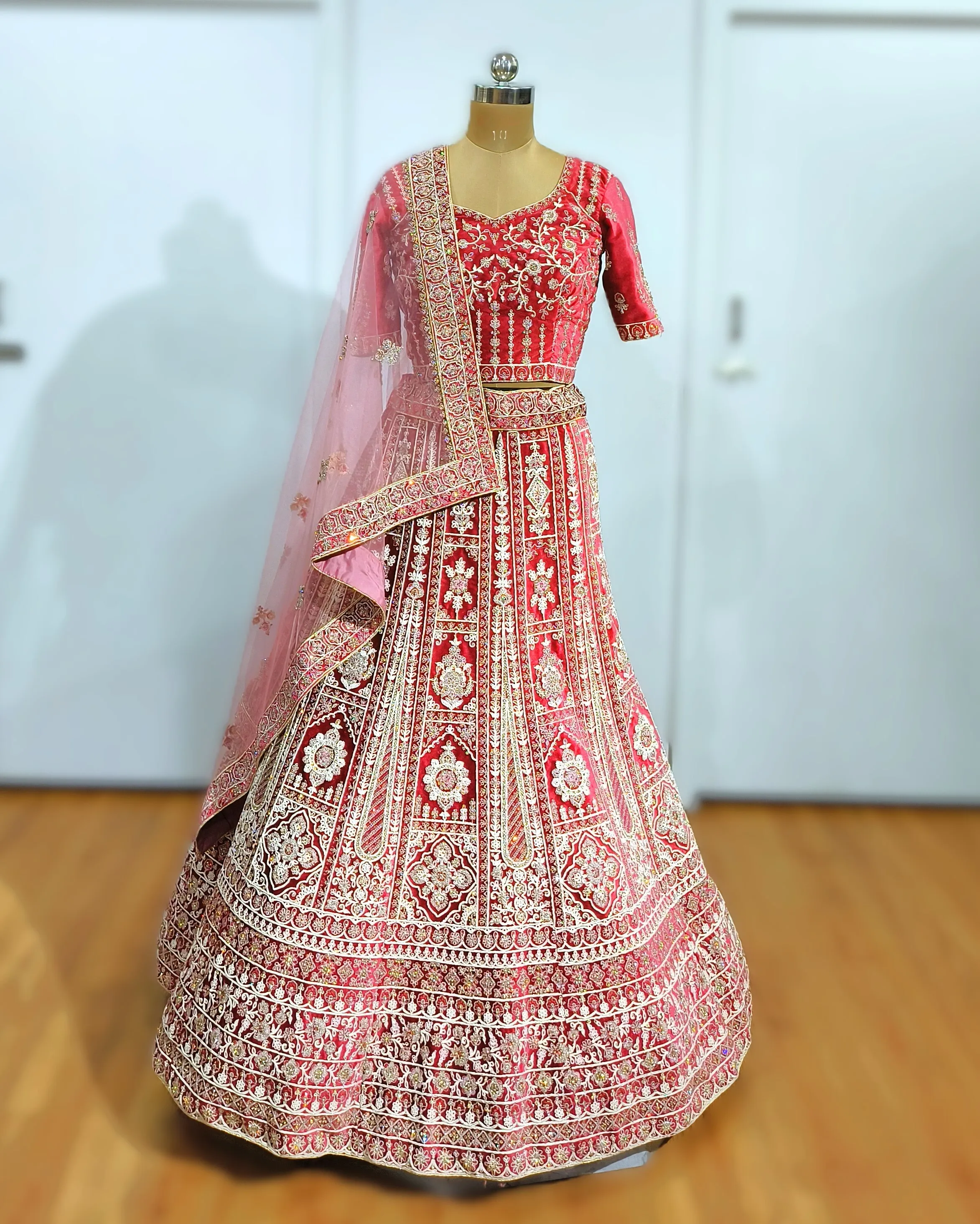 Pink Floral Bridal Lehenga - GRW- L6001