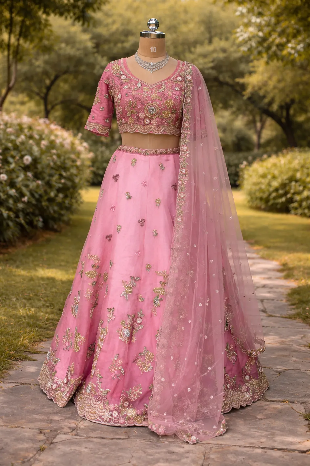 Hungama Double Shade Pink Lehenga With Zarkhan Work - L0108