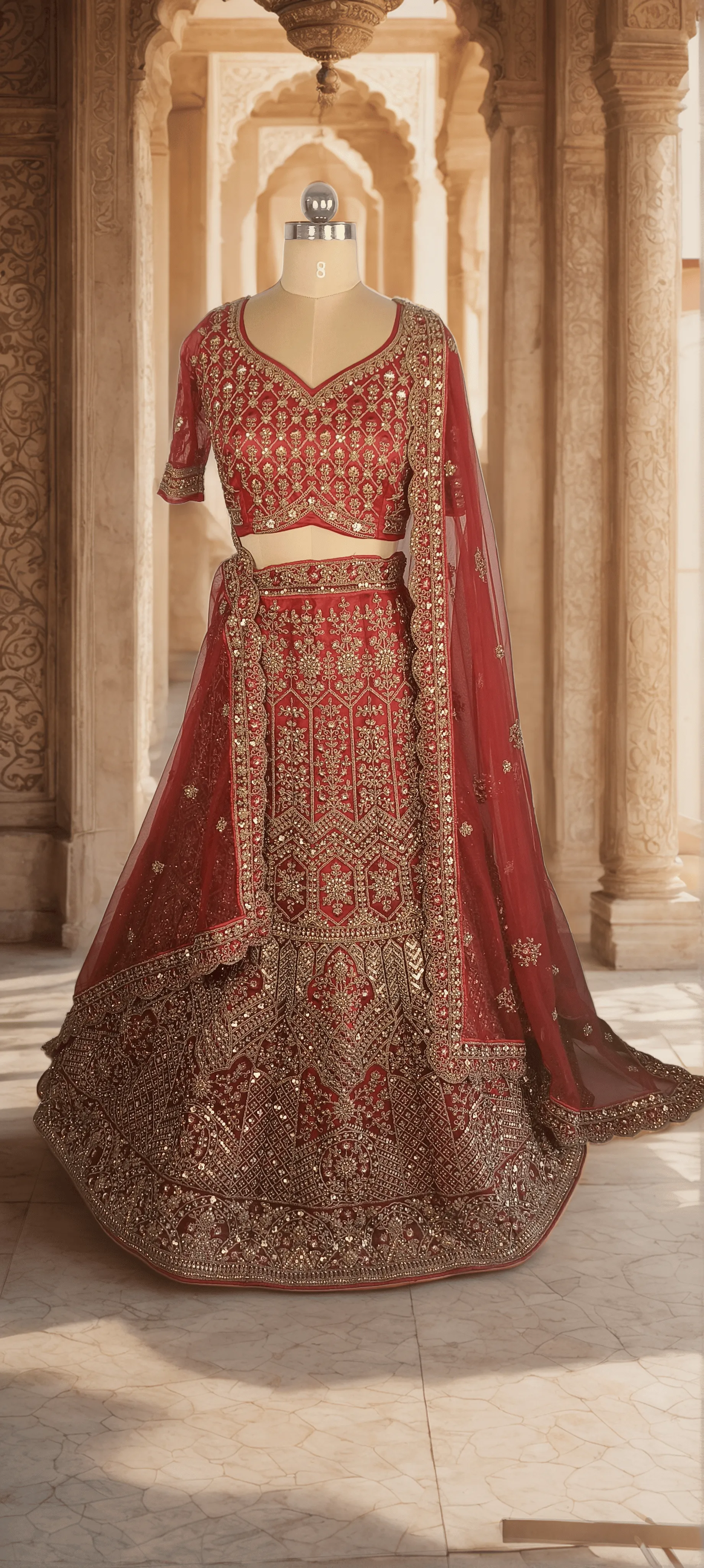 Red Kirthika Bridal Lehenga - GRW ,  L5015