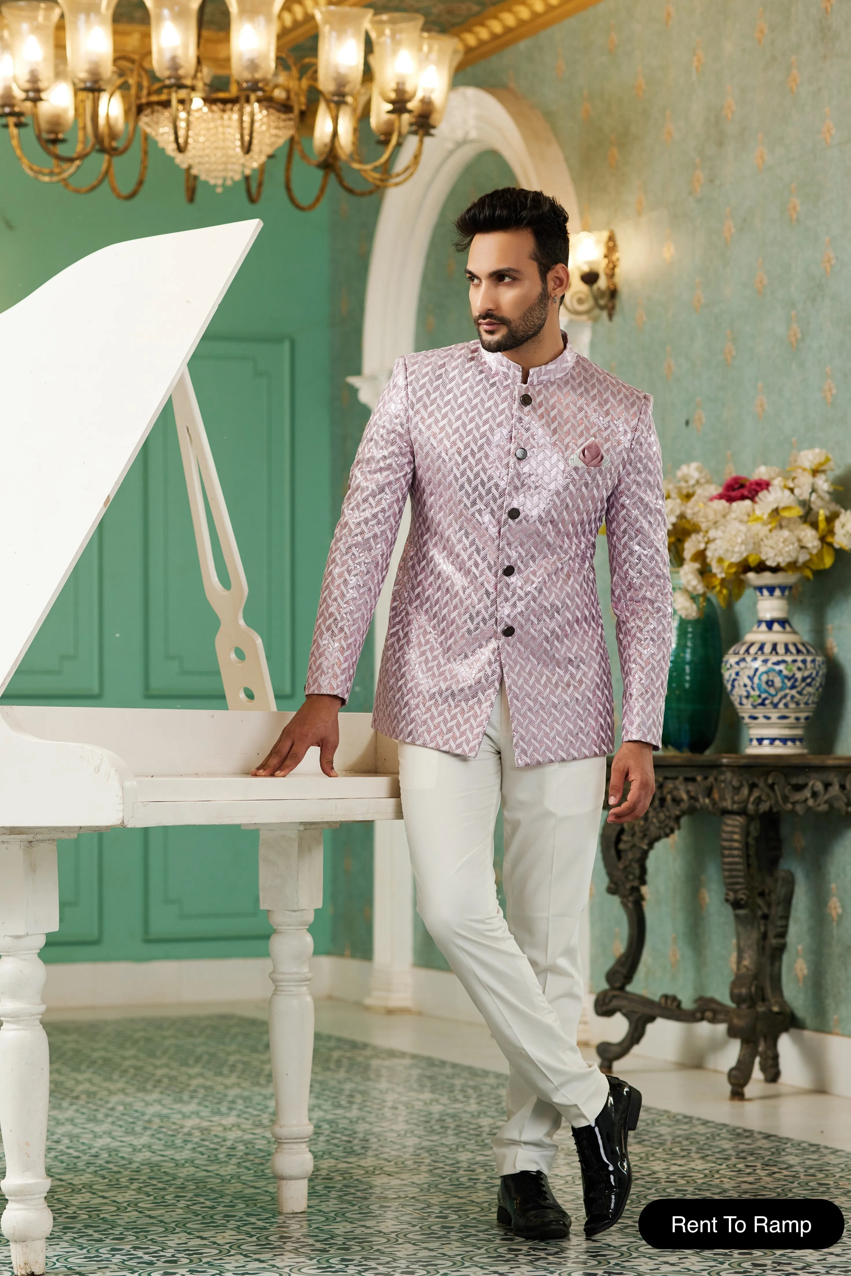 Pink with Silver Embroidery Jodhpuri