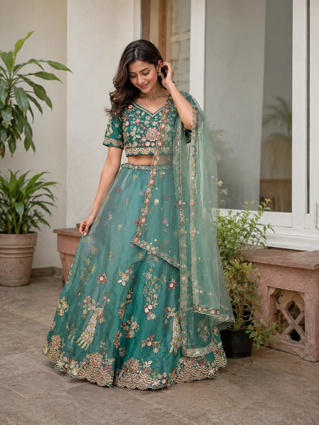 Ocean Green Lehenga - GRW, L0111