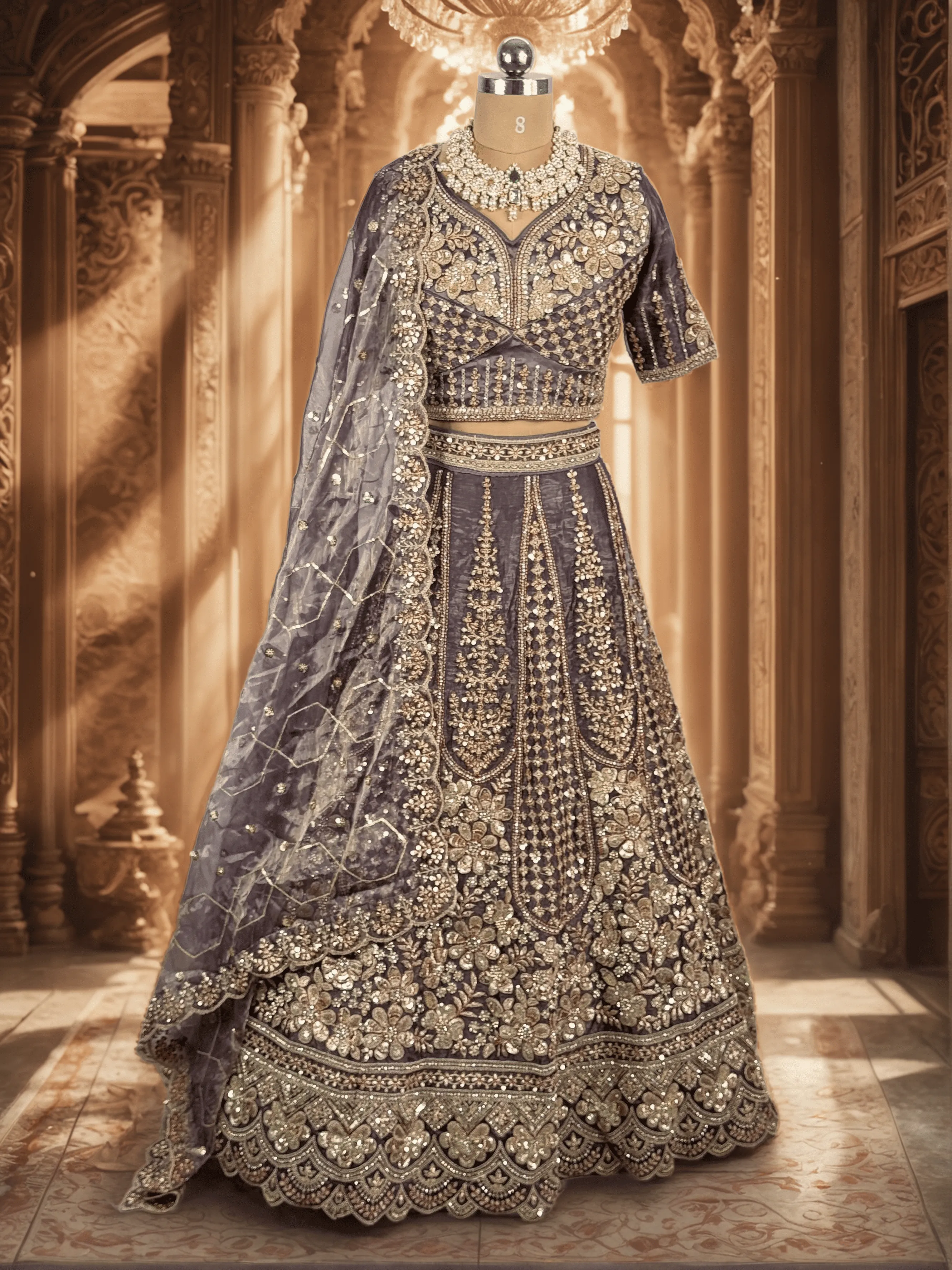 Burgundy Bicolour Bridal Lehenga - GRW