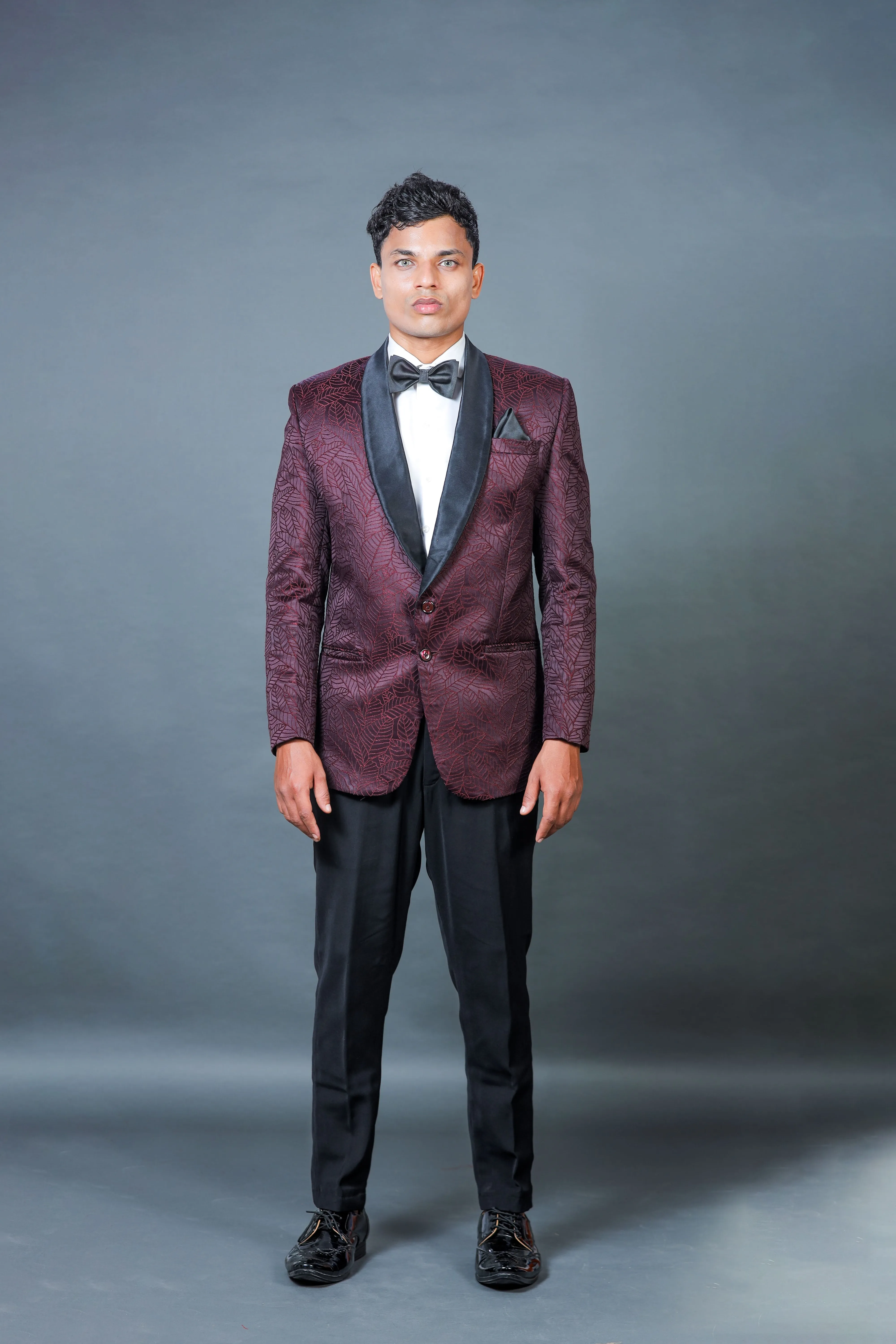 Maroon Leaf Jacquard Tuxedo