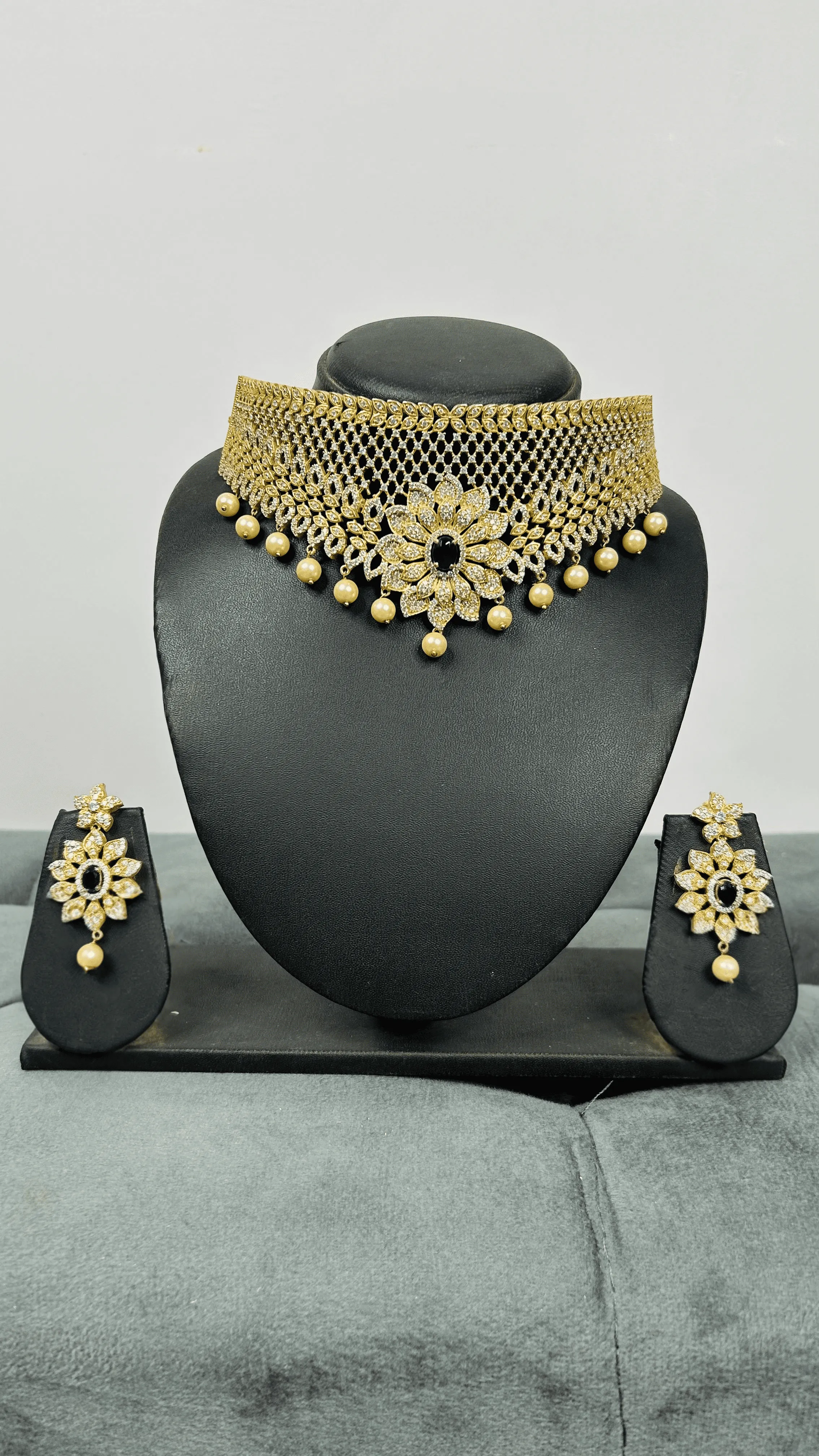 White Stone Choker Bridal Jewellery - TP0001