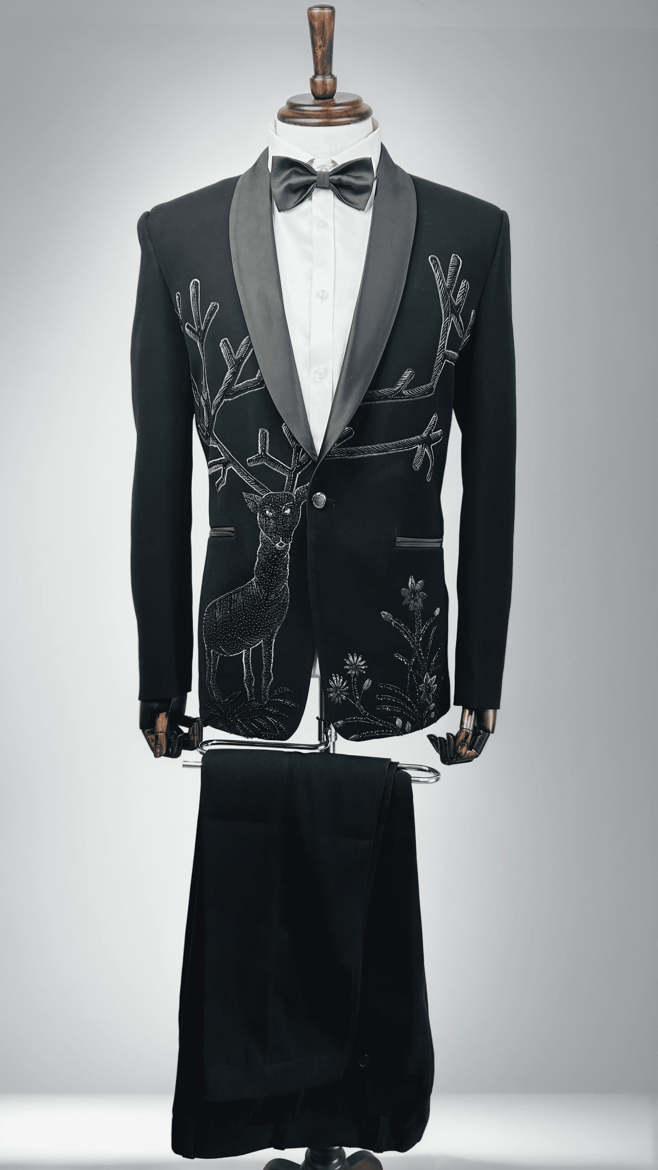 Black Deer Embroidery Tuxedo 