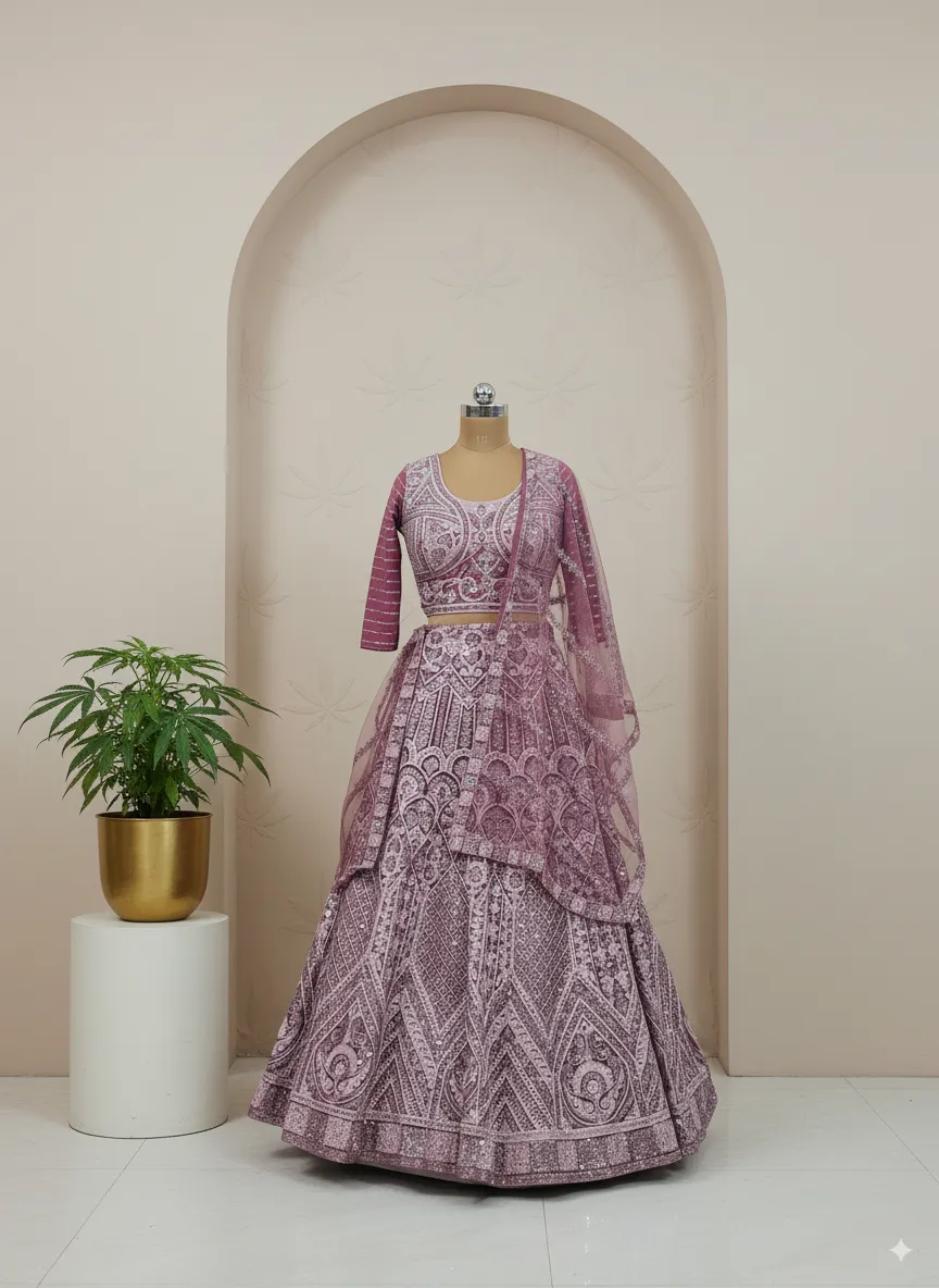 Regal Wine Embroidered Lehenga - L6064 , GRW