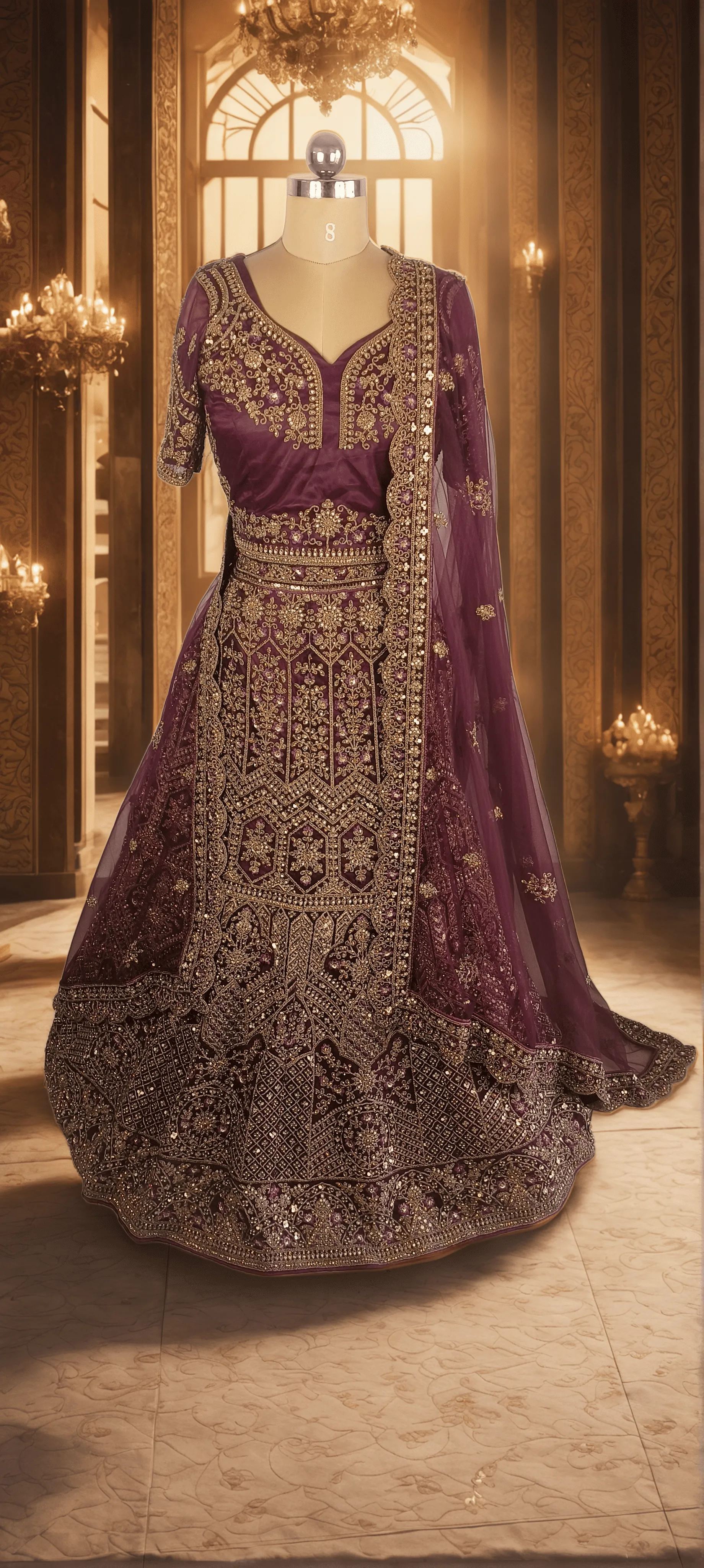 Wine Deepali Bridal Lehenga - L5016, L0057 , GRW