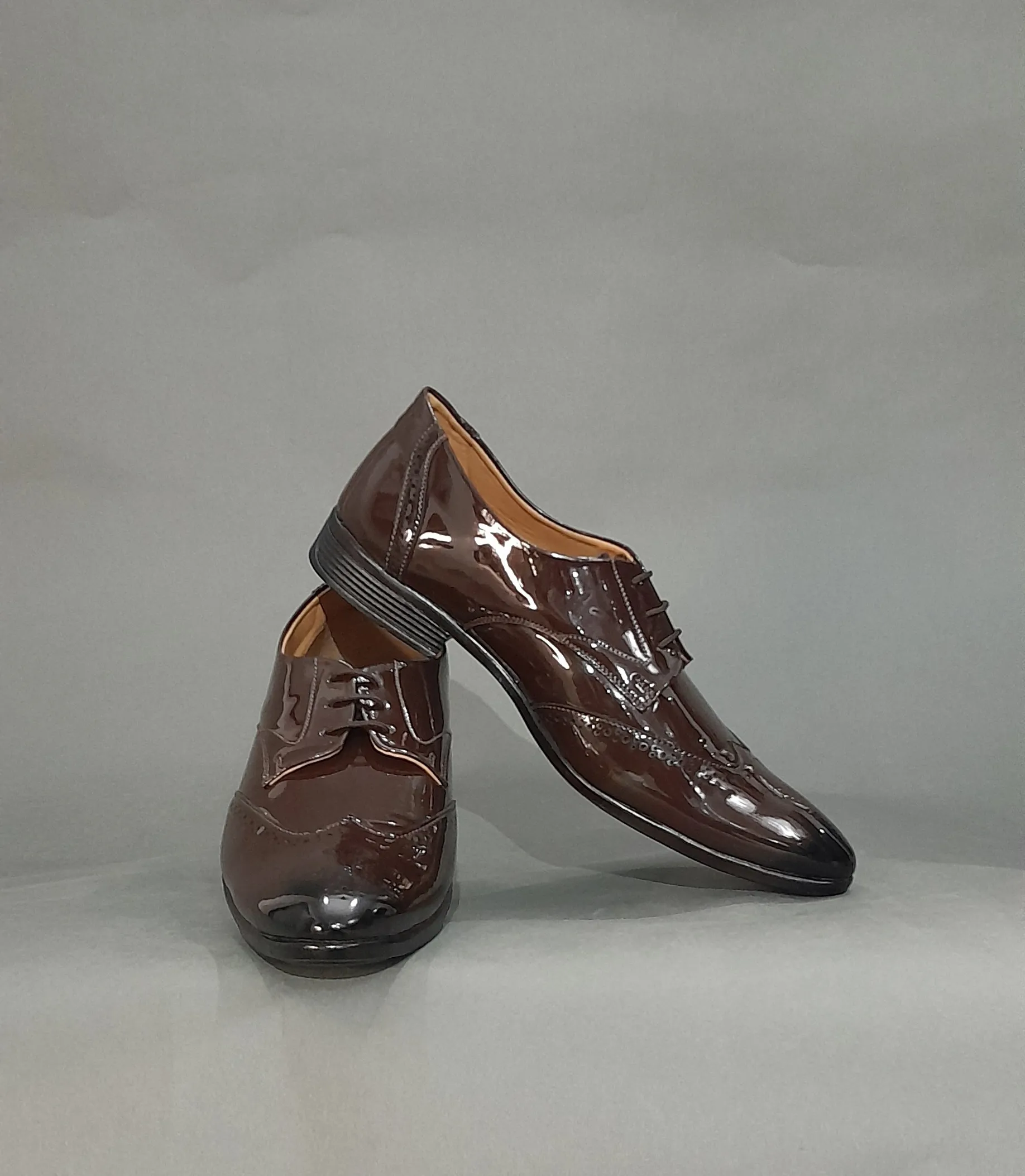 Tan Brown Designer Glossy Shoes - S5