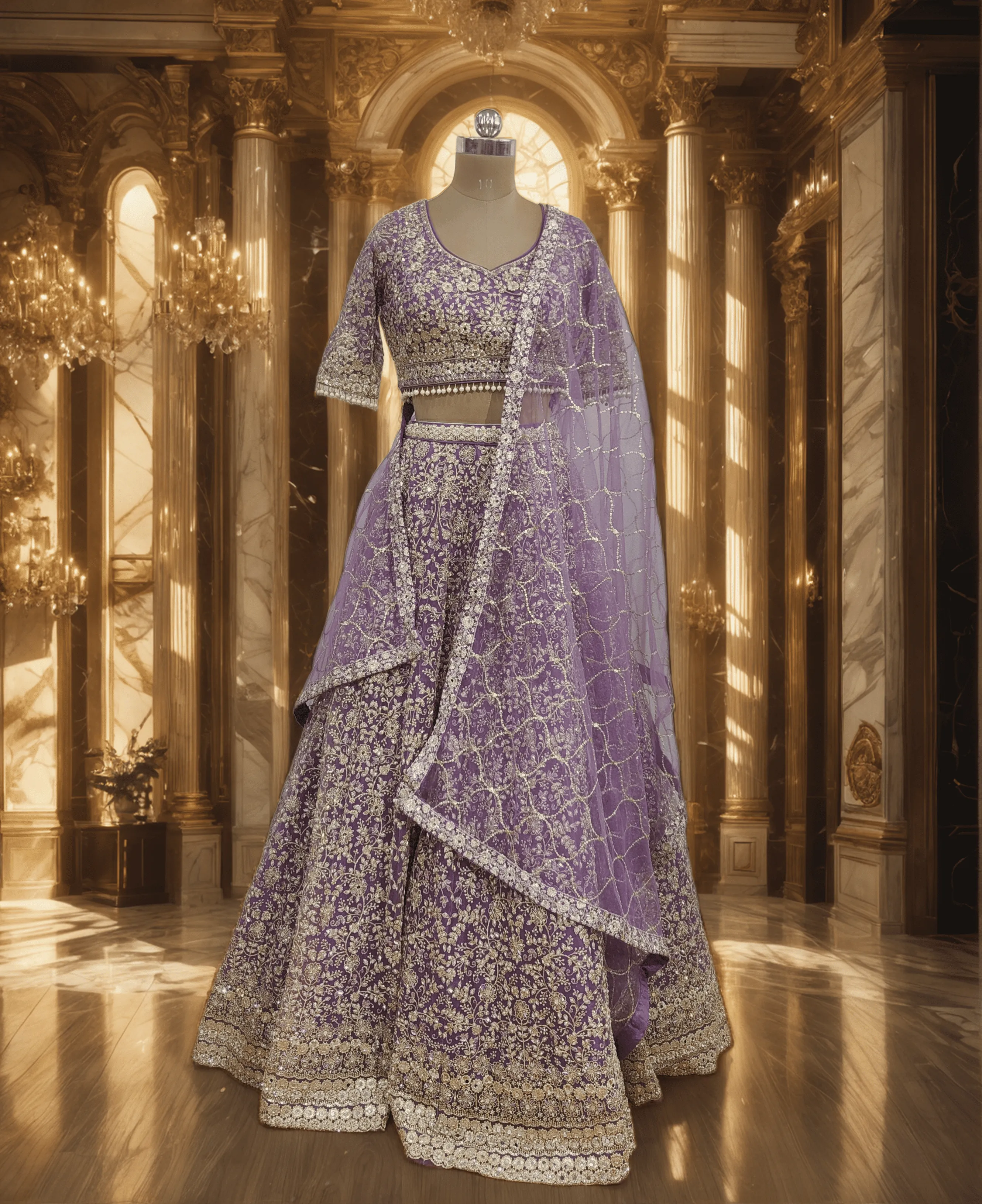 Lilac Majesty Wedding Lehenga - L6061 , GRW
