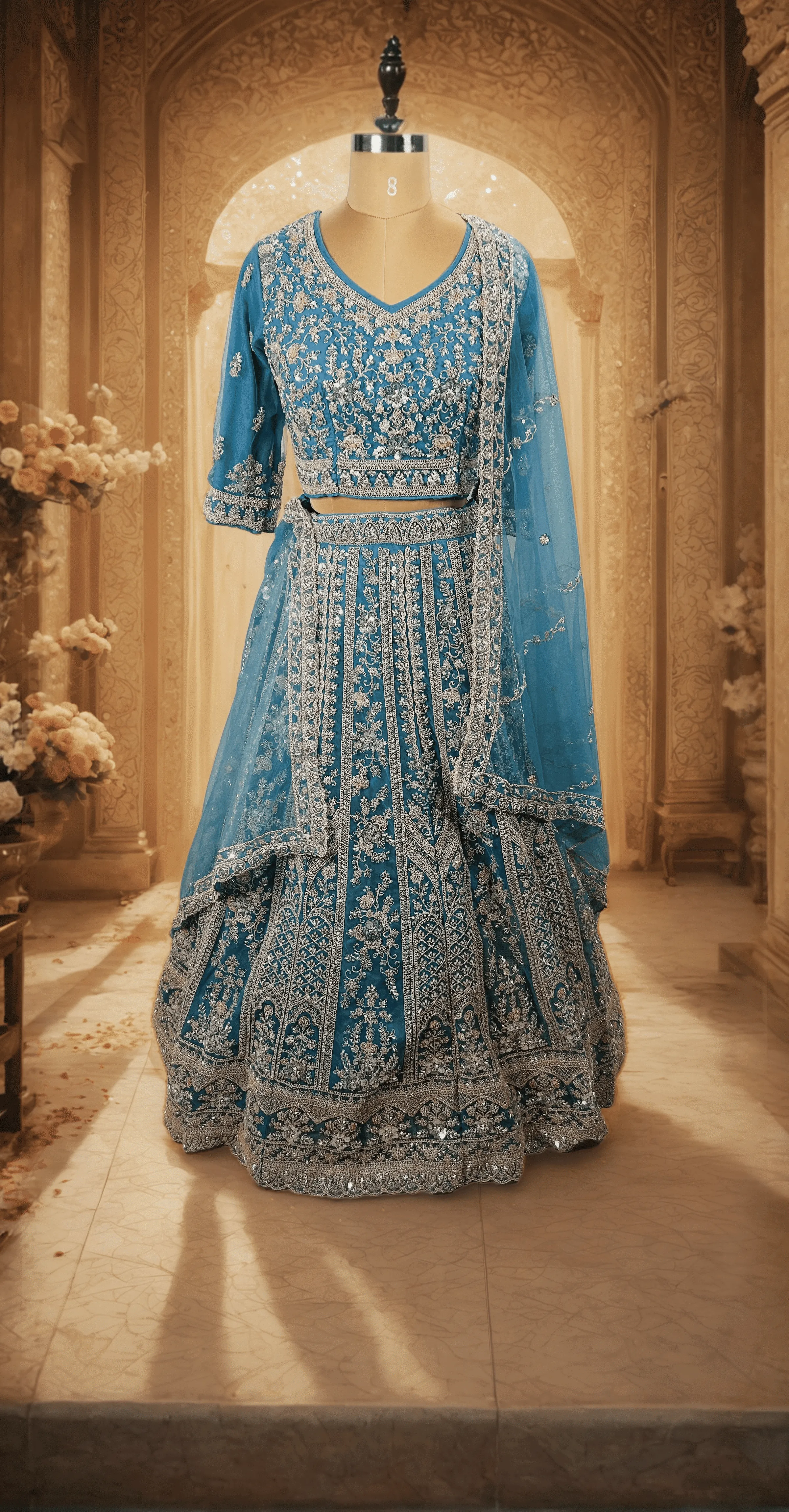 Ocean Blue Bridal Lehenga - GRW - L0051 , L0052,L6014