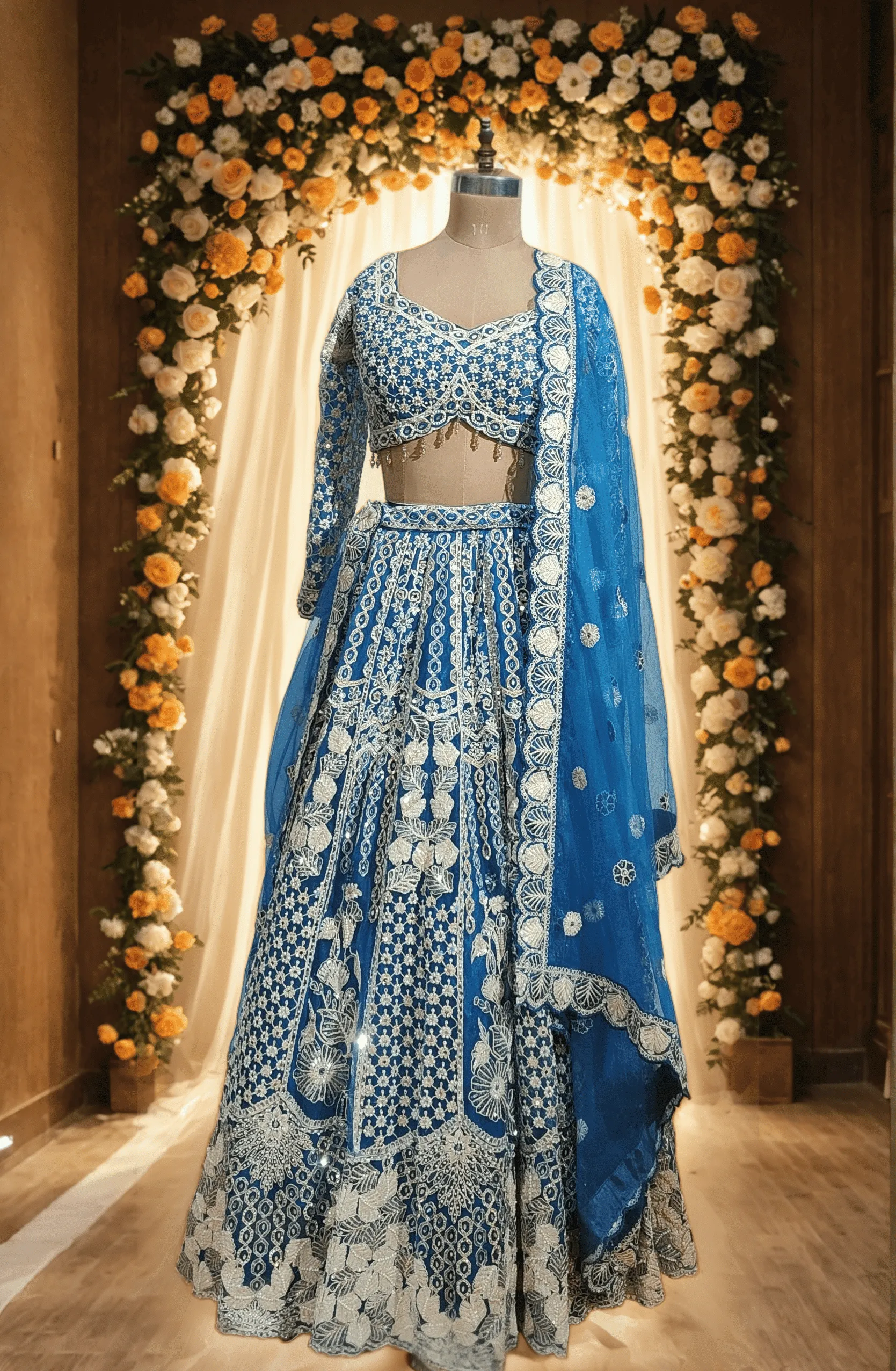 Sky Blue Silver Zari Work Lehenga - L6057
