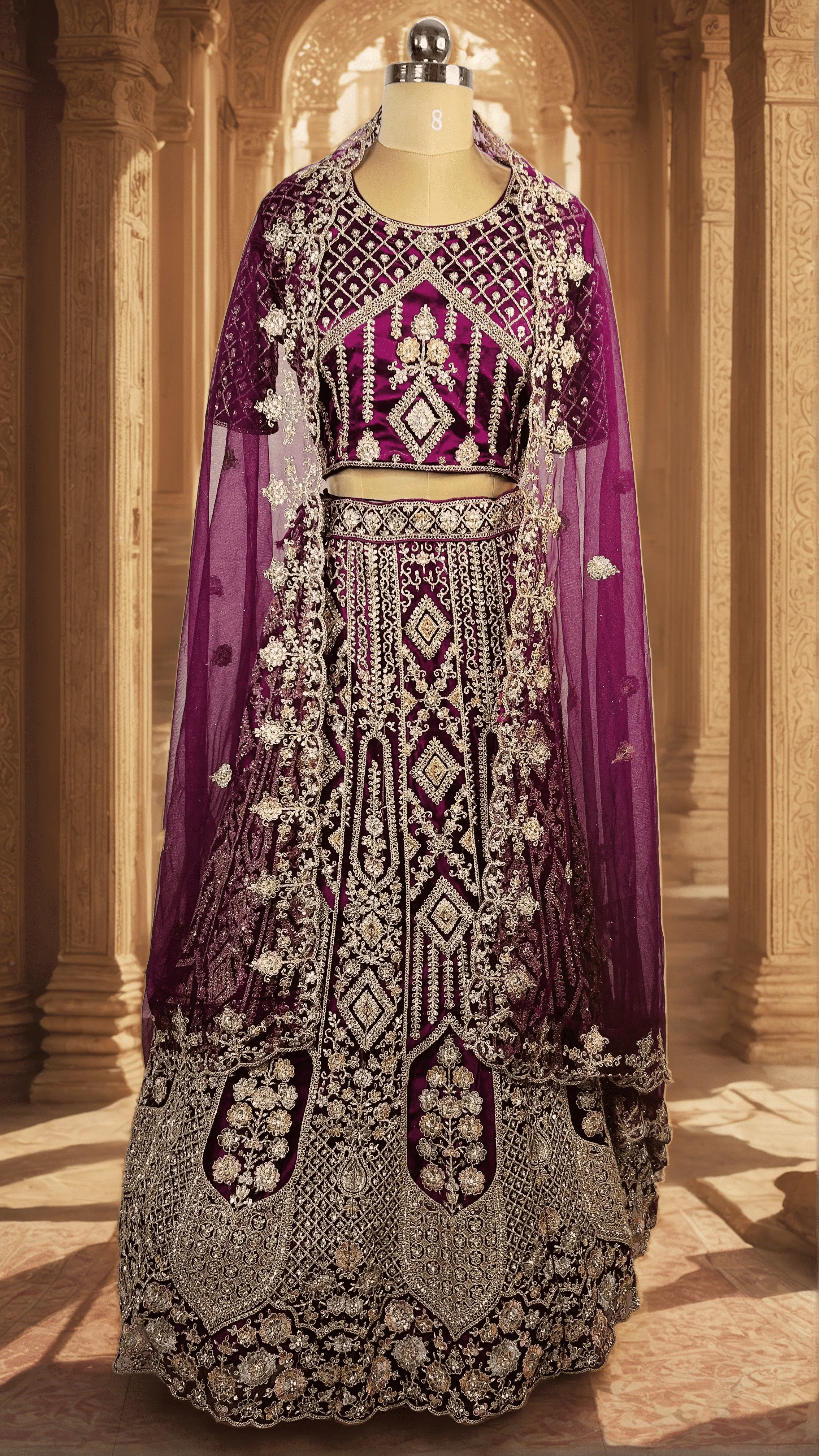 Wine Suma Bridal Lehenga - GRW L0062,L6048,L5021